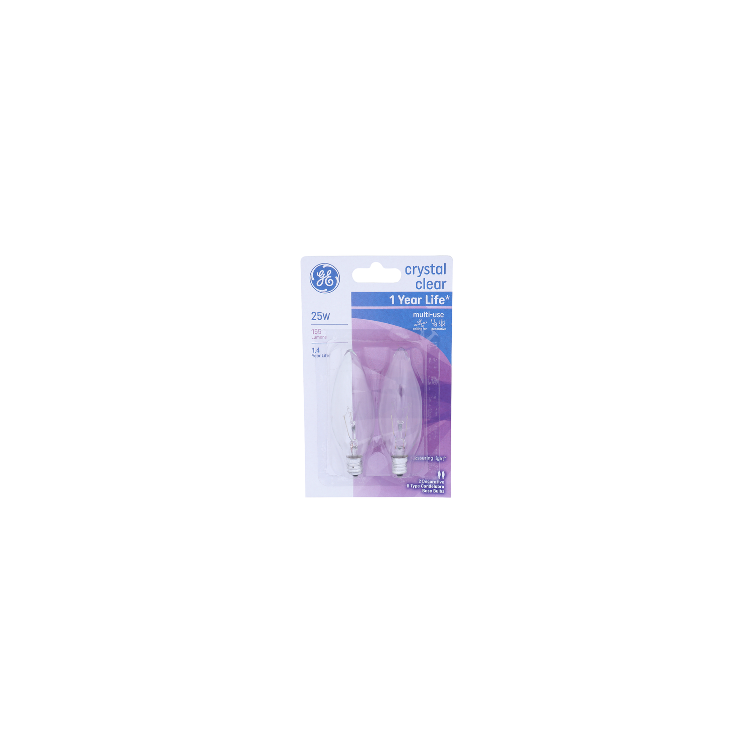 Ge Crystal Clear Decorative B Type Candelabra Base Bulbs - 2 Count Image 1 of 2