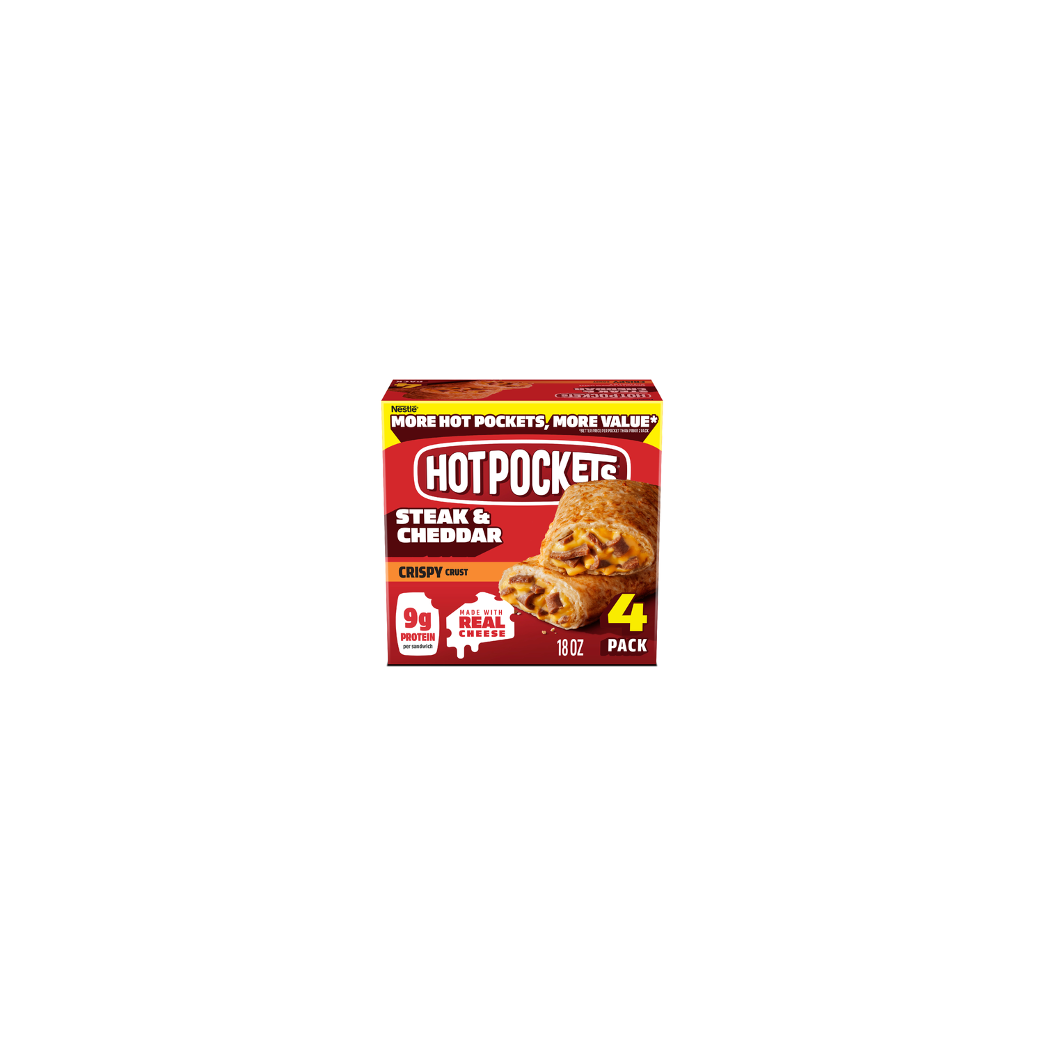 Hot Pockets Crispy Crust Steak & Cheddar Frozen Sandwiches - 18 Ounce Image 1 of 4