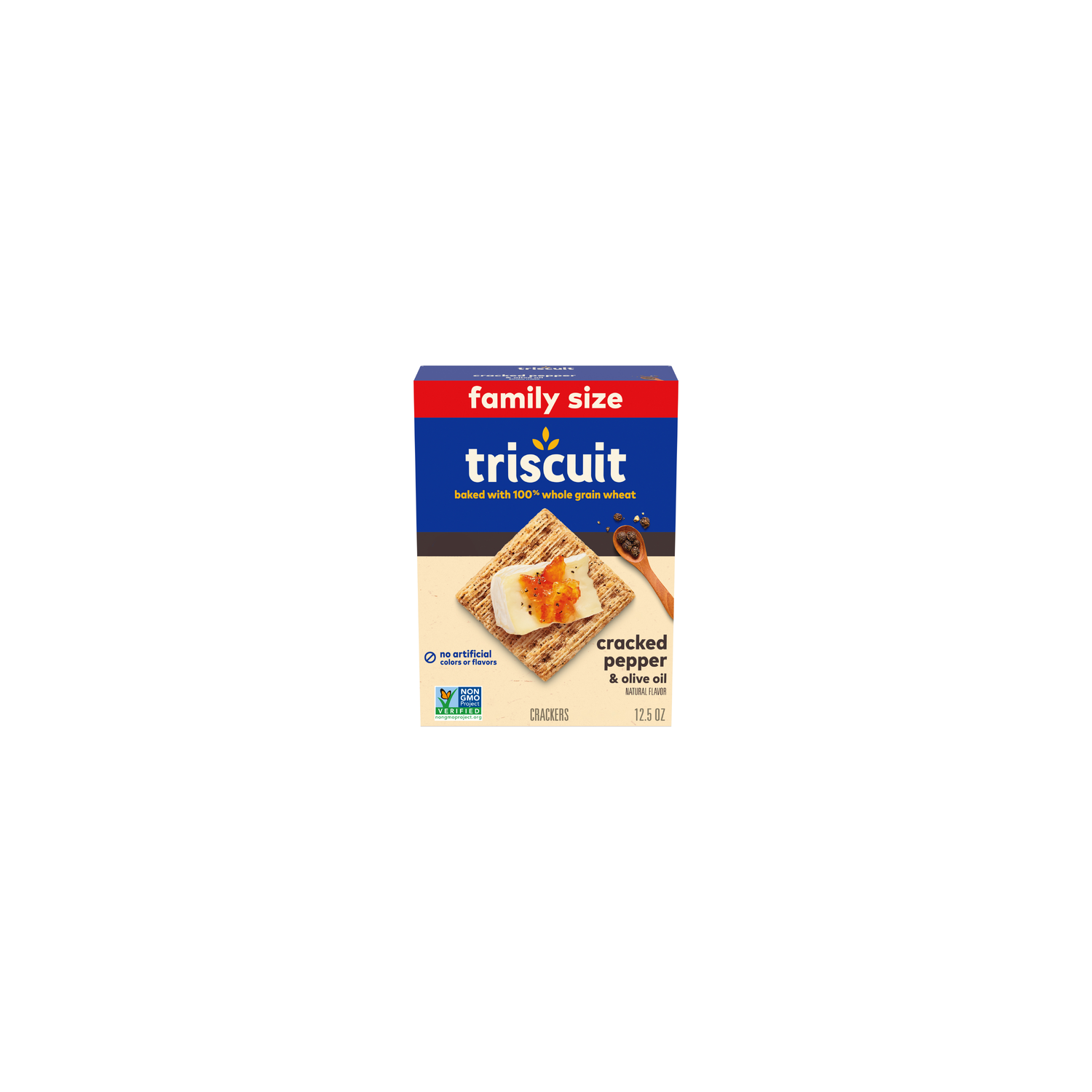 Triscuit Family Size Cracked Pepper & Olive Oil Whole Grain Wheat Crackers - 12.5 Ounce Image 1 of 2