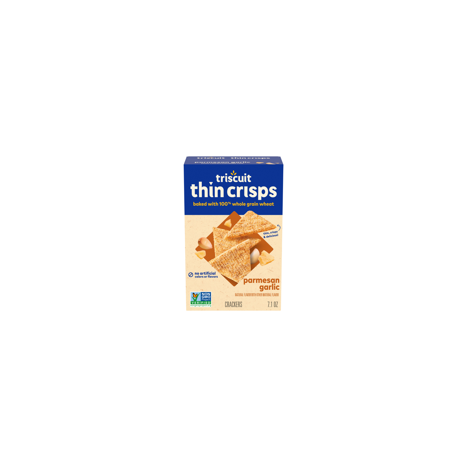 Triscuit Thin Crisps Parmesan Garlic Thin Crisps Whole Grain Wheat Crackers, Lunch Snacks, Snack - 7.1 Ounce Image 1 of 2