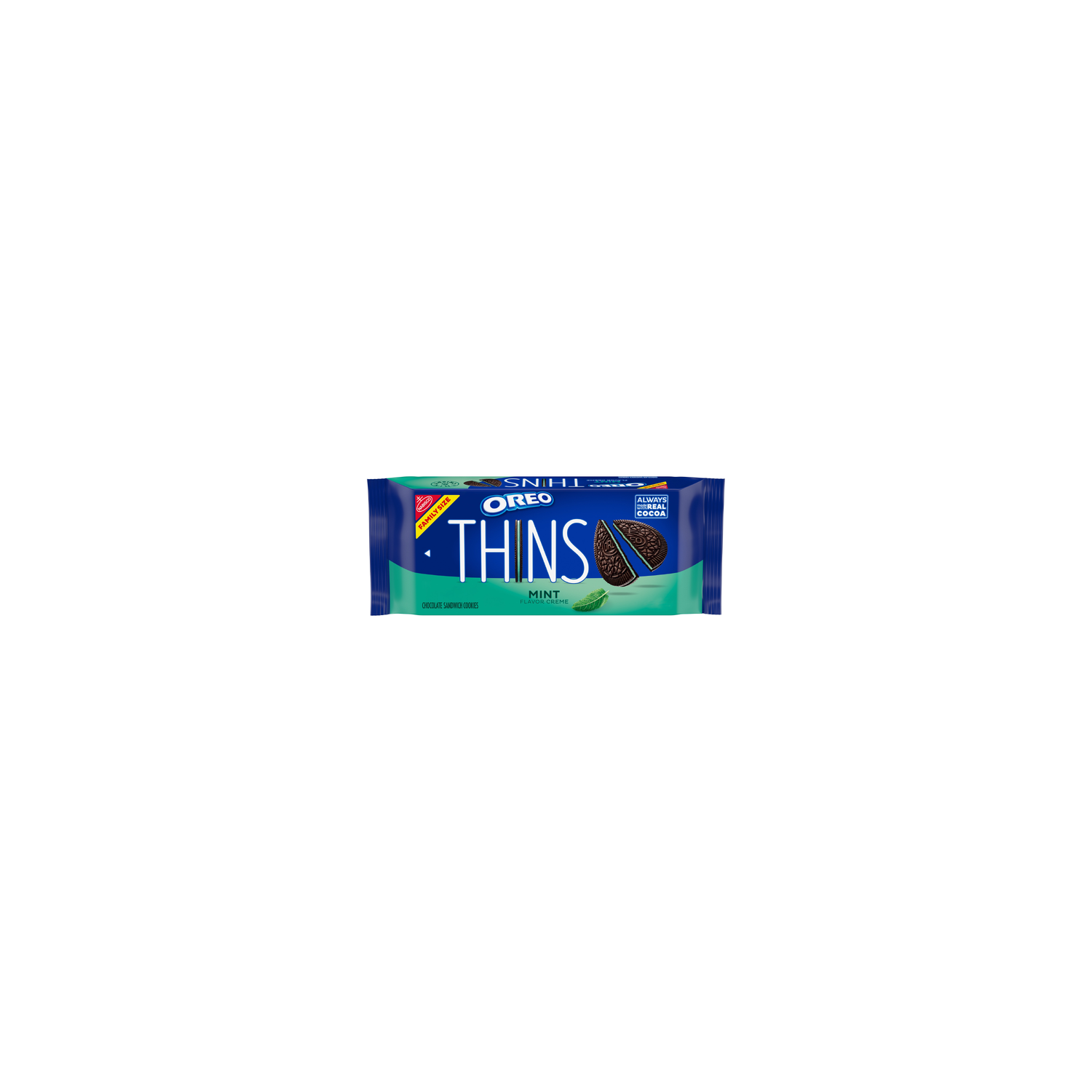 Oreo Thins Mint Family Size Thins Creme Chocolate Sandwich Cookies, Size - 11.78 Ounce Image 1 of 3