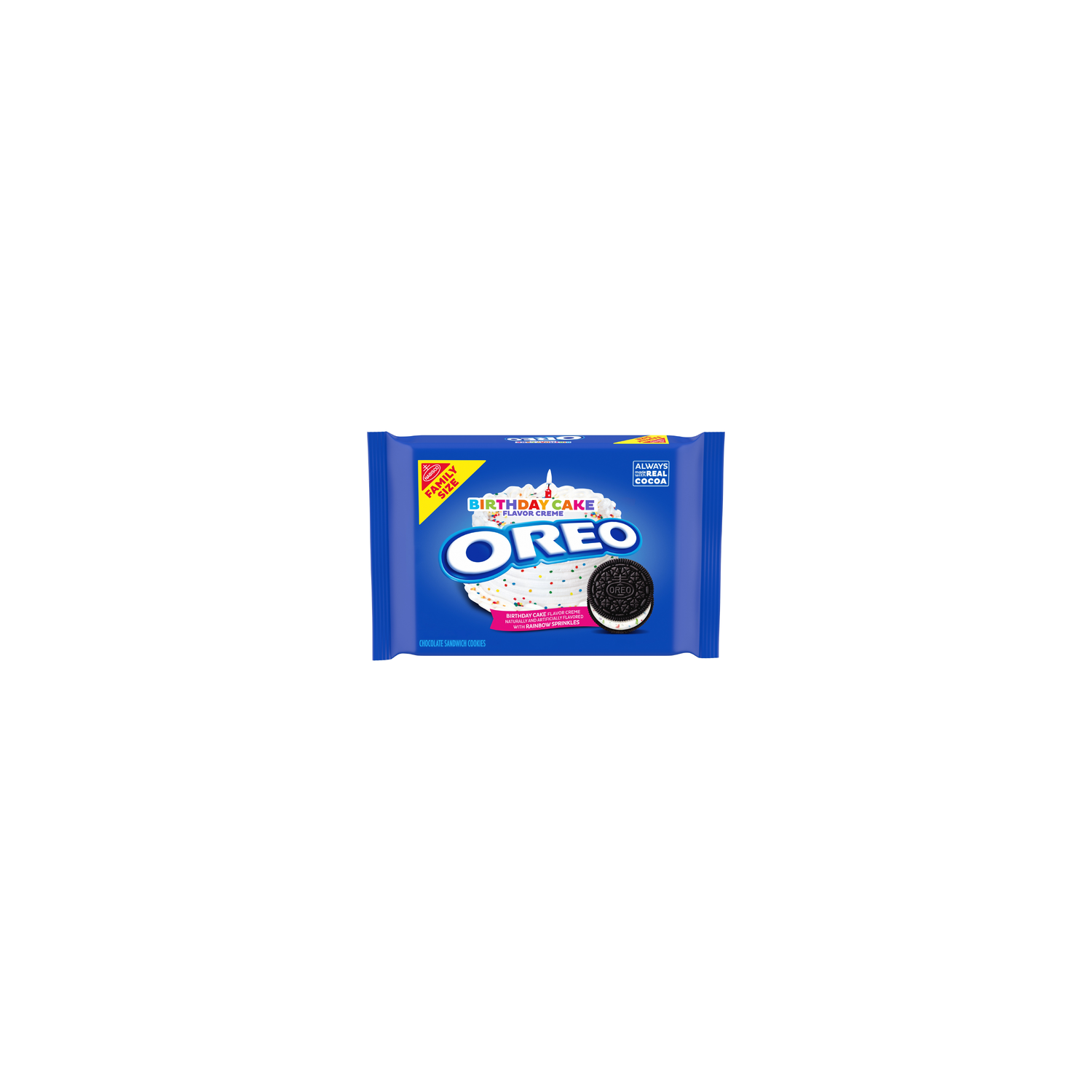 Oreo Family Size Birthday Cake Creme Chocolate Sandwich Cookies - 17 Ounce Image 1 of 3