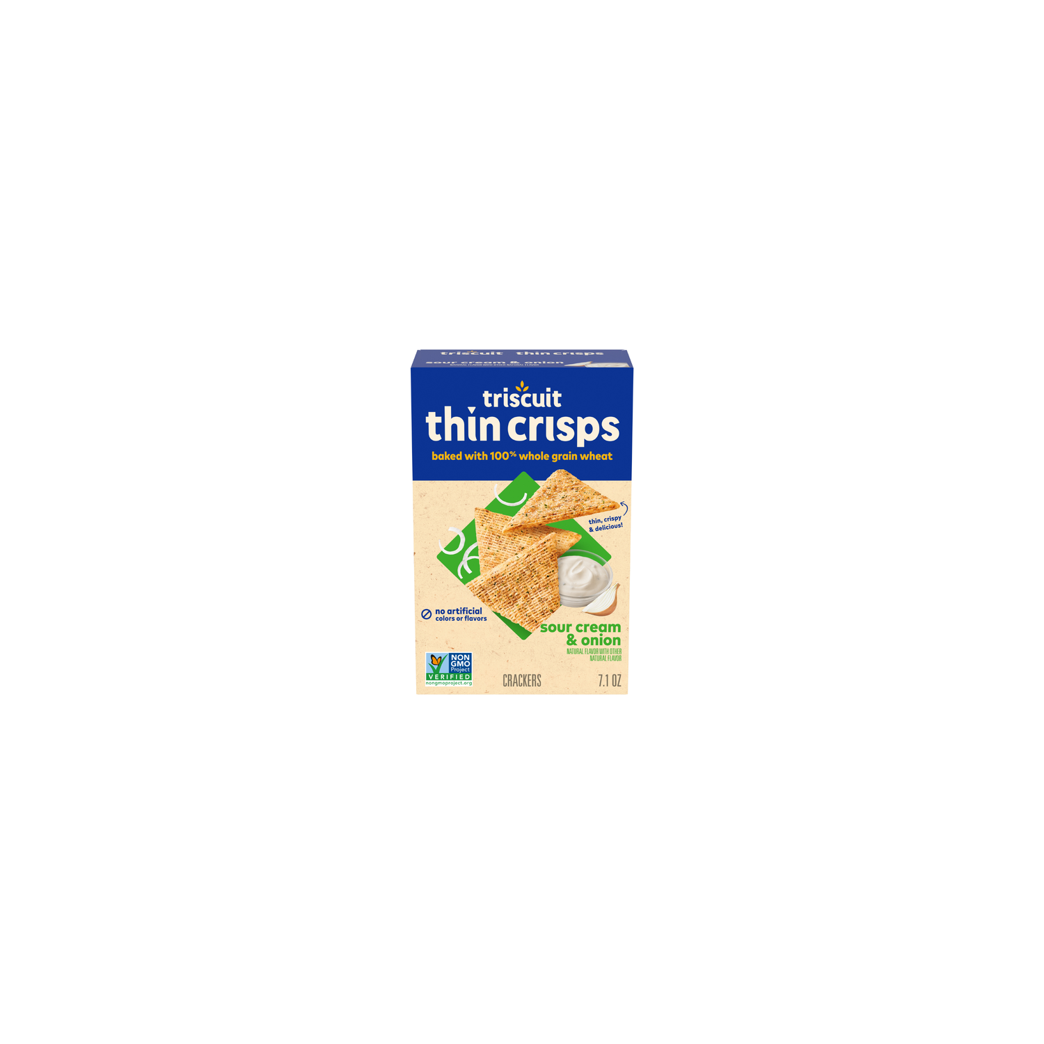 Triscuit Thin Crisps Sour Cream & Onion Thin Crisps Whole Grain Wheat Crackers, Lunch Snacks, Snack - 7.1 Ounce Image 1 of 2