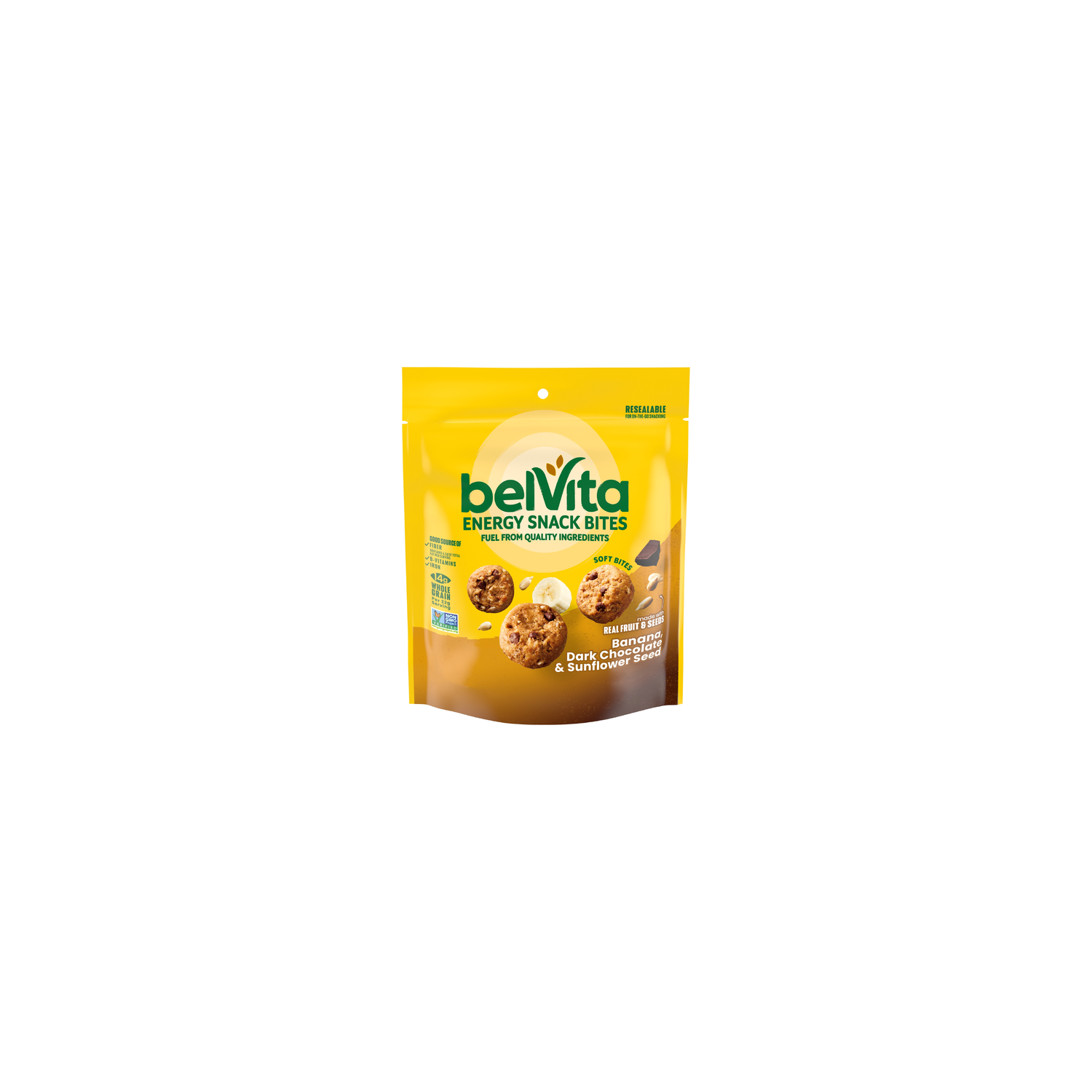 Belvita Energy Snack Bites Banana Dark Chocolate & Sunflower Seed Energy Snack Bites, Banana, And Seed, Bag - 5 Ounce Image 1 of 3