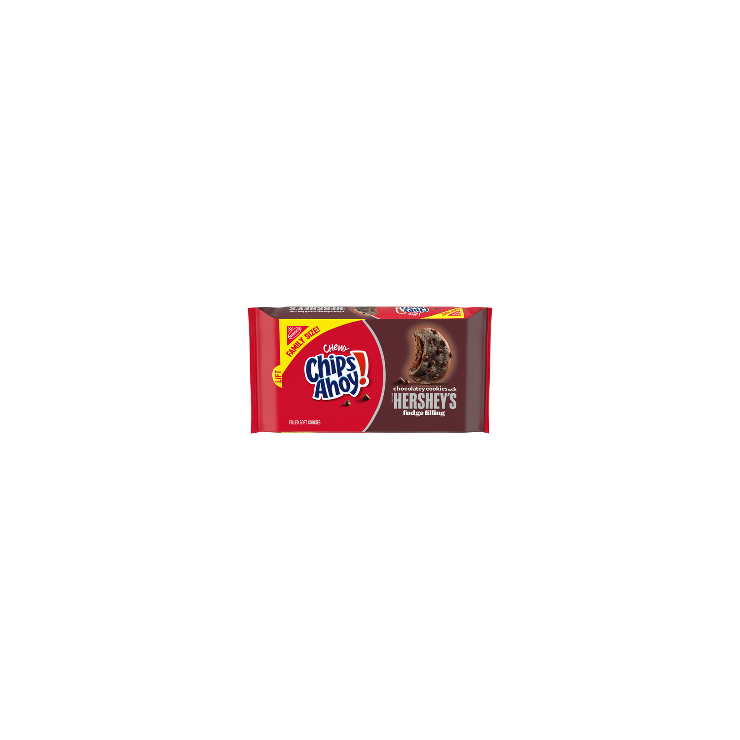 Chips AHOY! Chewy Chocolatey Chip Hershey's Fudge Filled Chewy Soft Chocolate Cookies, Family Size - 14.85 Ounce Image 1 of 2