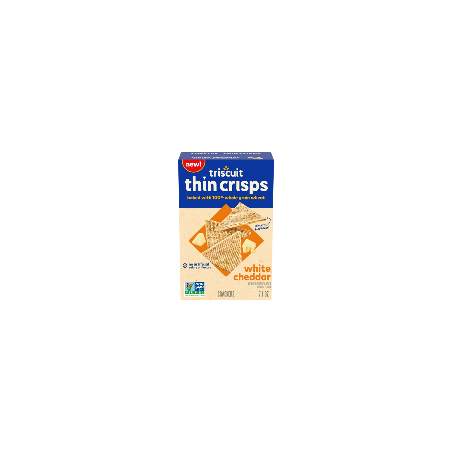 Triscuit Thin Crisps White Cheddar Thin Crisps Whole Grain Wheat Crackers, Lunch Snacks, Snack - 7.1 Ounce Image 1 of 3