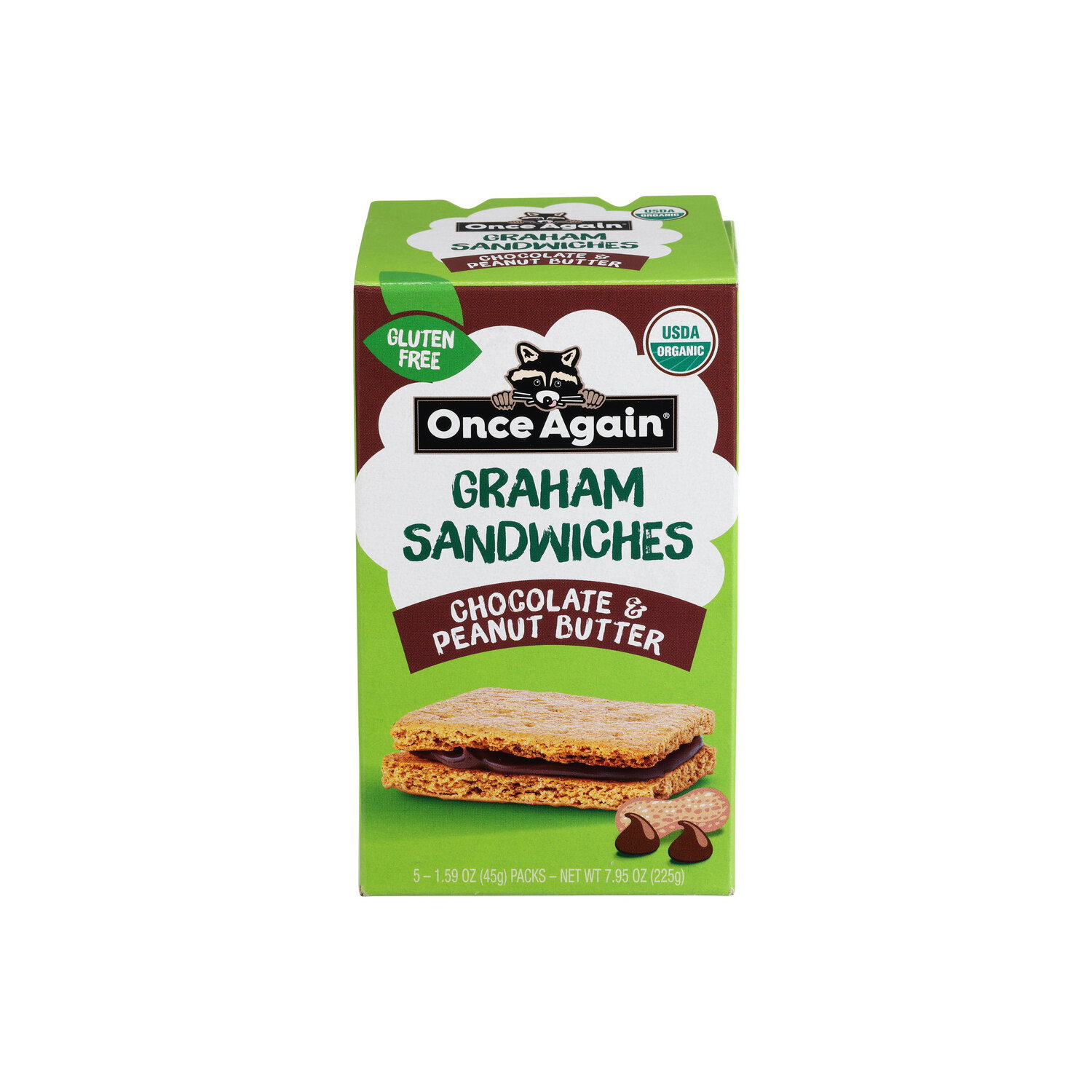 Once Again Organic Chocolate Peanut Butter Graham Sandwiches - 1.59 Ounce - 5 Count Image 1 of 3