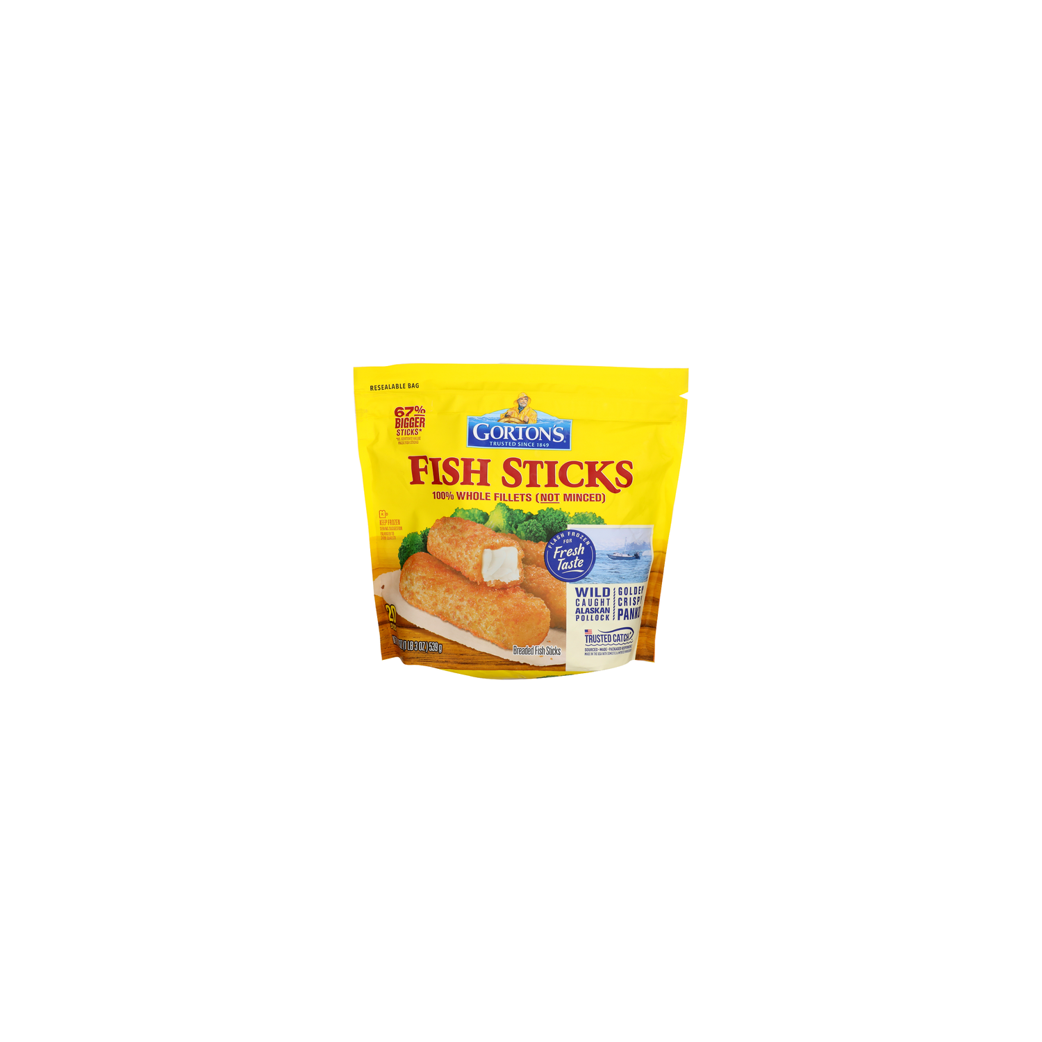 GORTON's Not Minced Breaded Fish Sticks - 0.95 Ounce - 20 Count Image 1 of 4