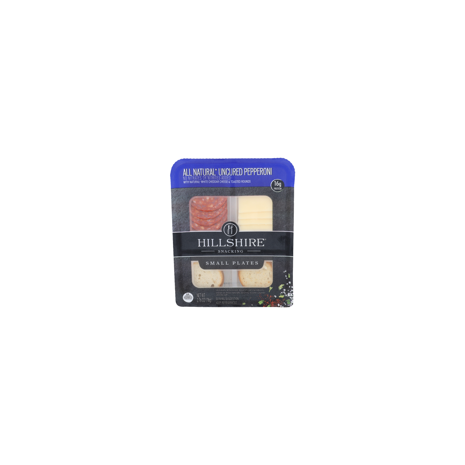 Hillshire Snacking Uncured Pepperoni With Natural White Cheddar Cheese & Toasted Rounds - 2.76 Ounce Image 1 of 4