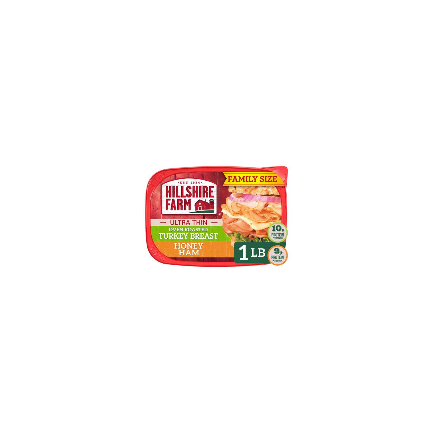 Hillshire Farm Ultra Thin Sliced Lunchmeat Oven Roasted Turkey Breast & Honey Ham - 16 Ounce Image 1 of 4