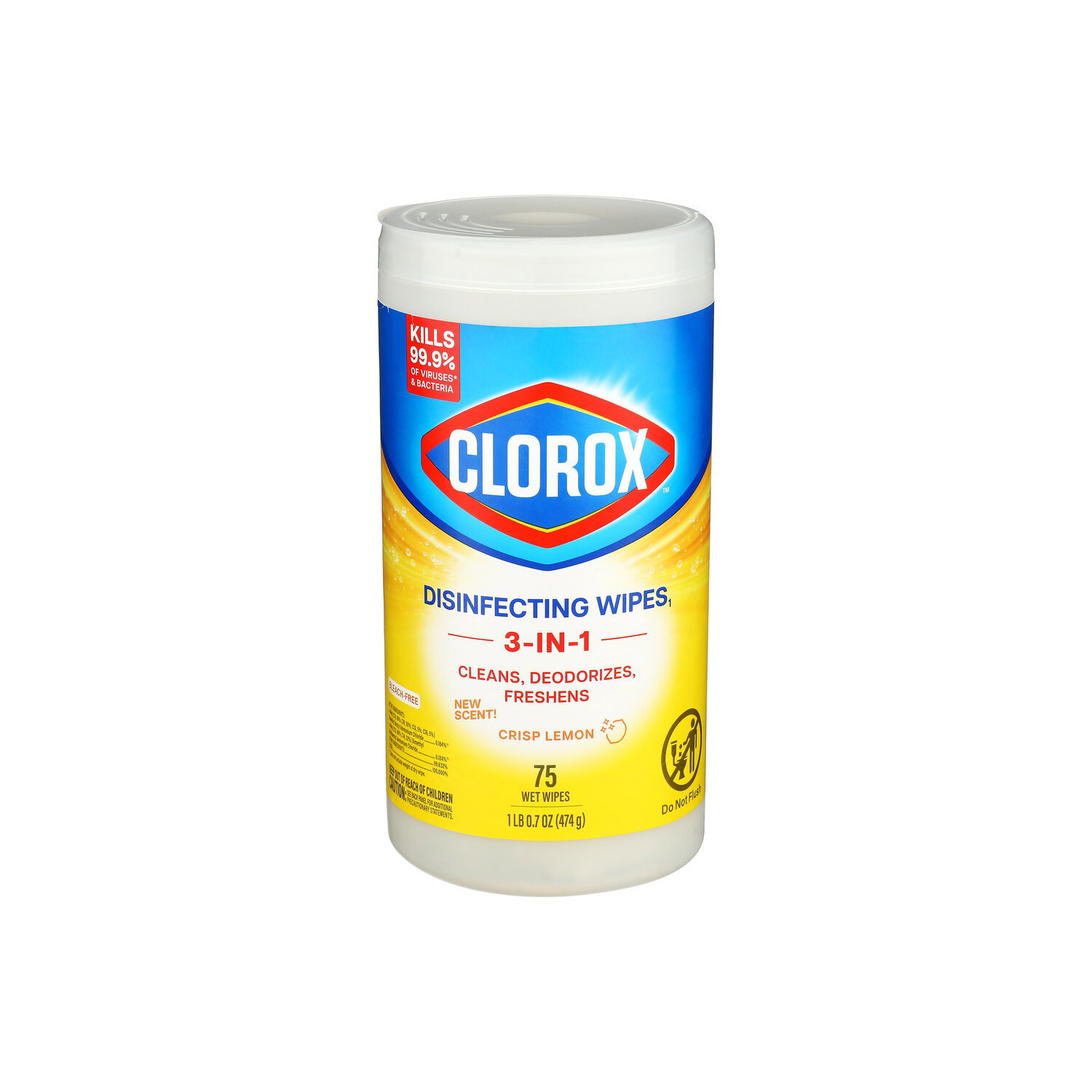 Clorox Crisp Lemon Disinfecting Wipes - 6.32 Gram - 75 Count Image 1 of 2