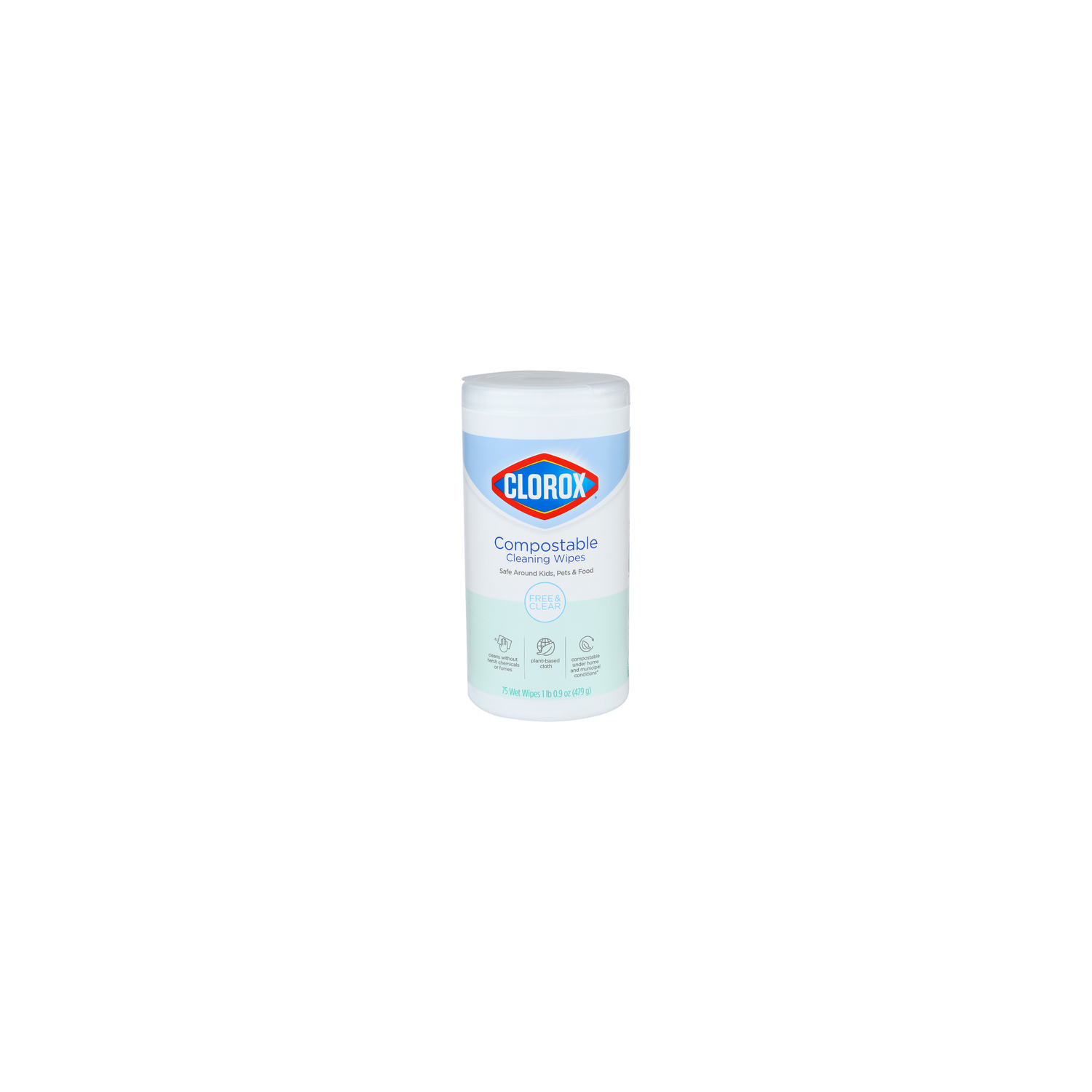 Clorox Free & Clear Compostable Cleaning Wipes - 0.225 Ounce - 75 Count Image 1 of 3