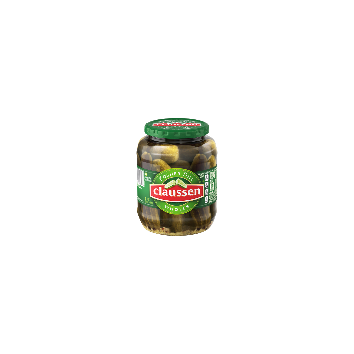 Claussen Kosher Dill Wholes - 32 Fluid Ounce Image 1 of 3