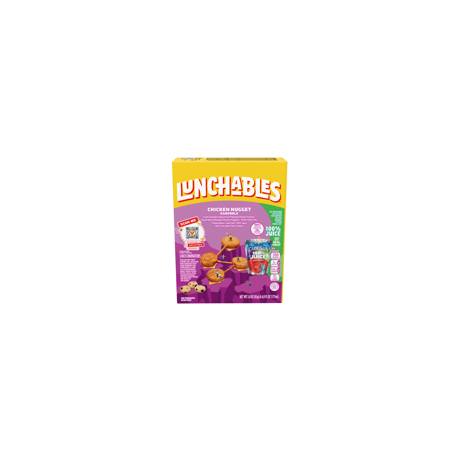 Lunchables Chicken Nugget Kabbobles With Cheddar, Pretzel Sticks, Mini Chocolate Chip Cookies & Capri Sun 100% Juice Fruit Punch, Box - 9 Ounce Image 1 of 2