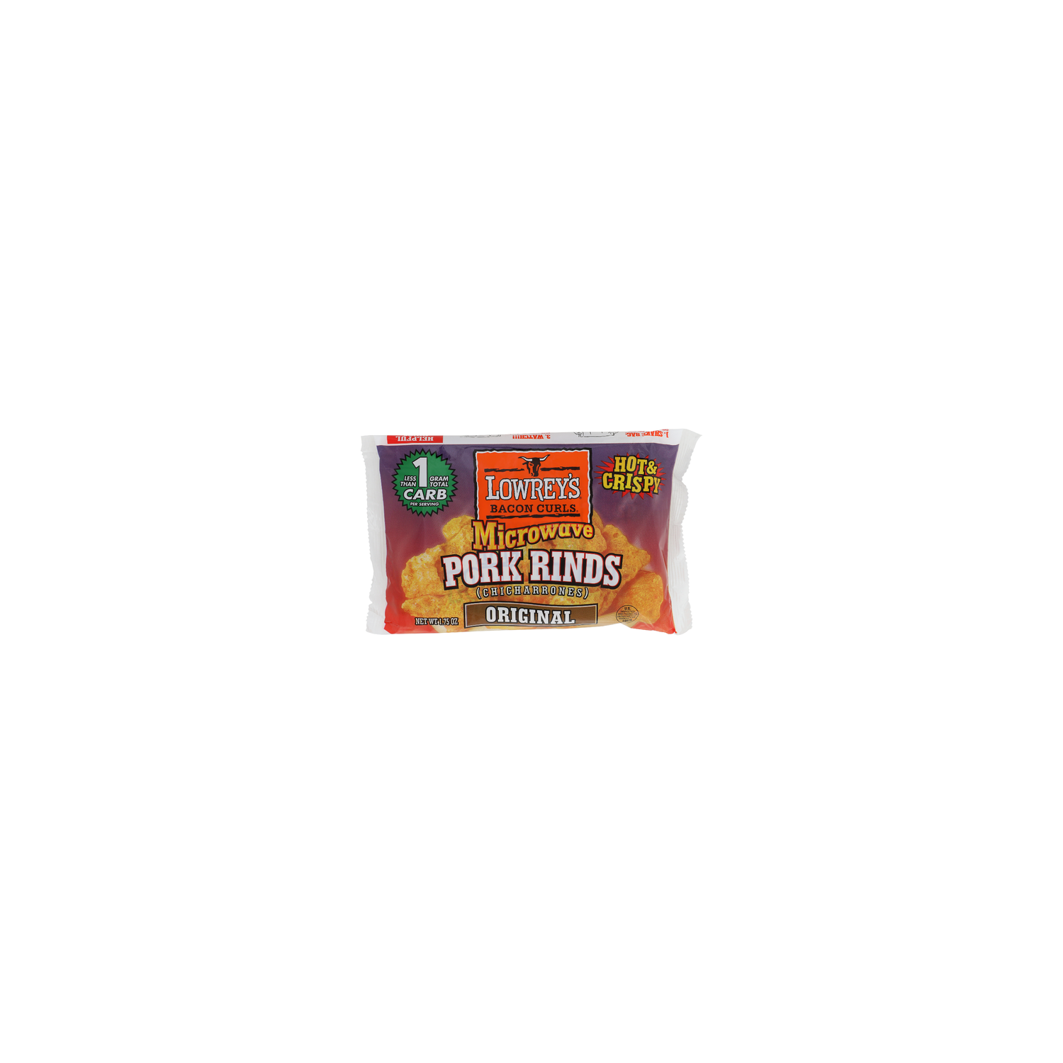 LOWREY's Bacon Curls Original Hot & Crispy Pork Rinds - 1.75 Ounce Image 1 of 4