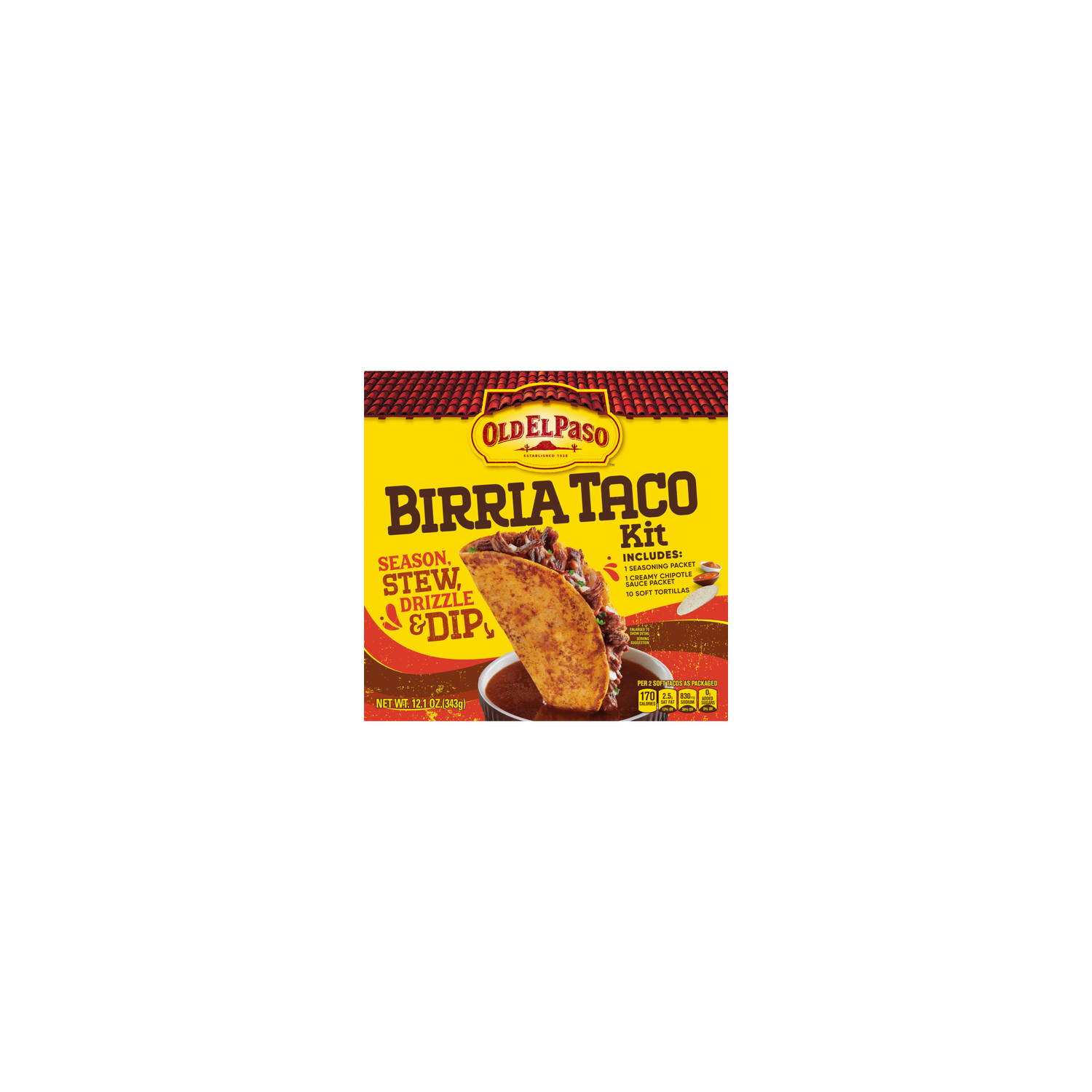 Old El Paso Birria Taco Kit With Seasoning, Sauce And Soft Tortillas - 12.1 Ounce Image 1 of 2
