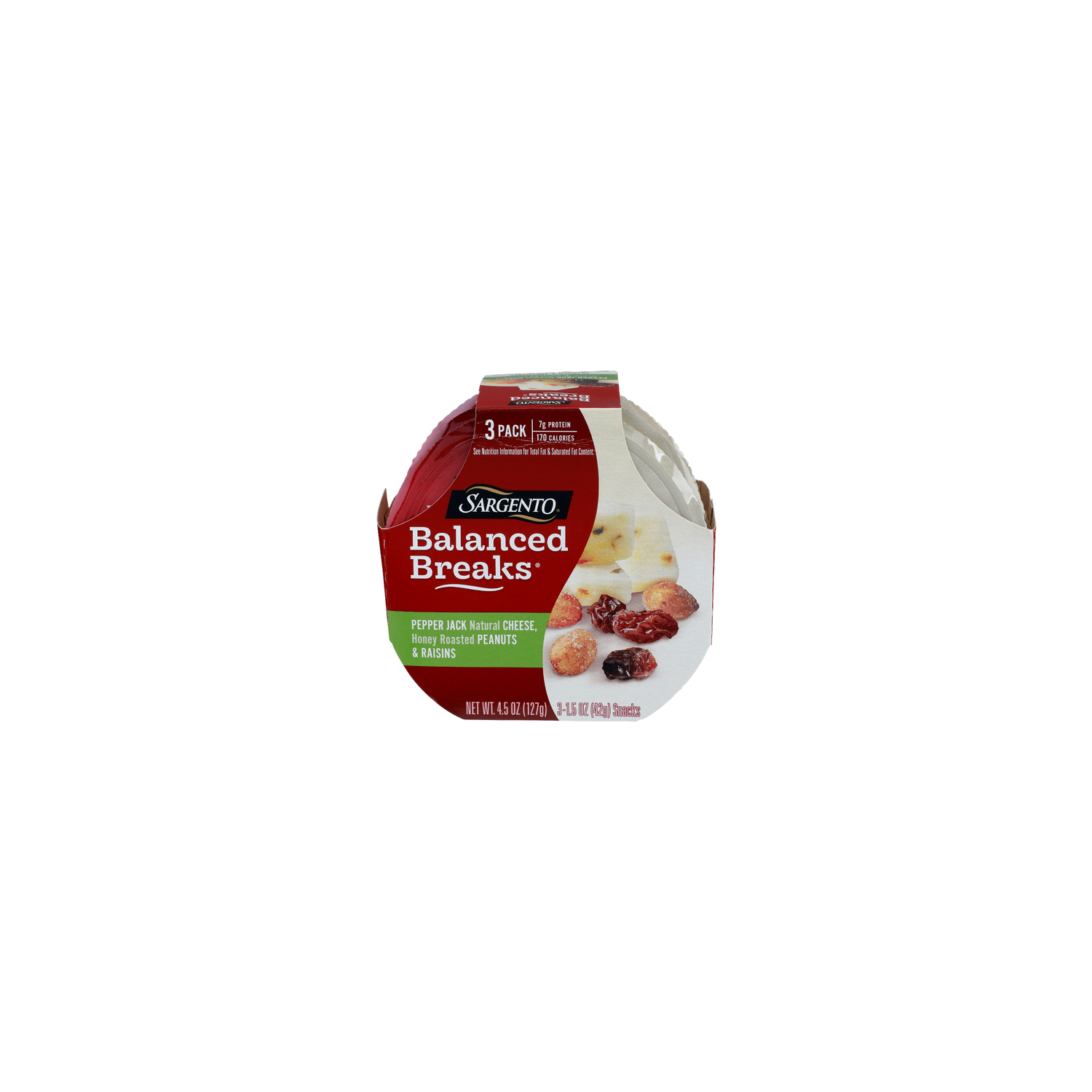 Sargento Balanced Breaks Pepper Jack Natural Cheese, Honey Roasted Peanuts & Raisins - 1.5 Ounce - 3 Count Image 1 of 4
