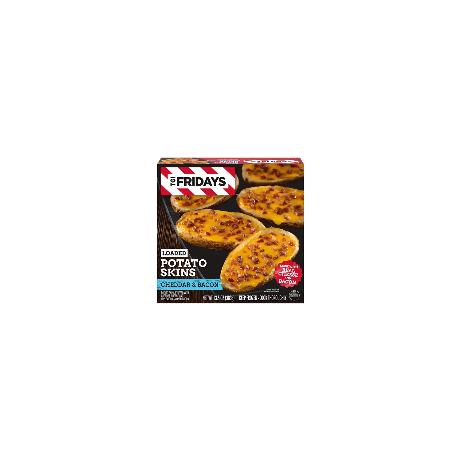 Tgif Tgi Fridays Loaded Cheddar & Bacon Potato Skins Frozen Snacks, Box - 13.5 Ounce Image 1 of 2