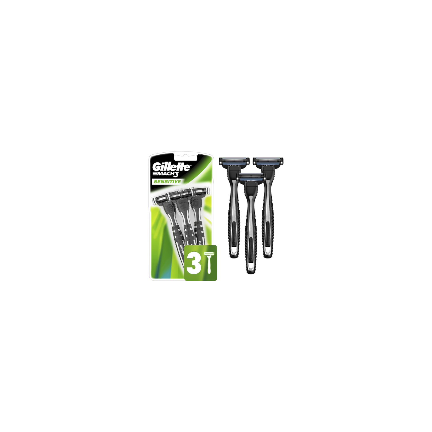 Gillette Mach3 Sensitive Disposable Razors - 3 Count