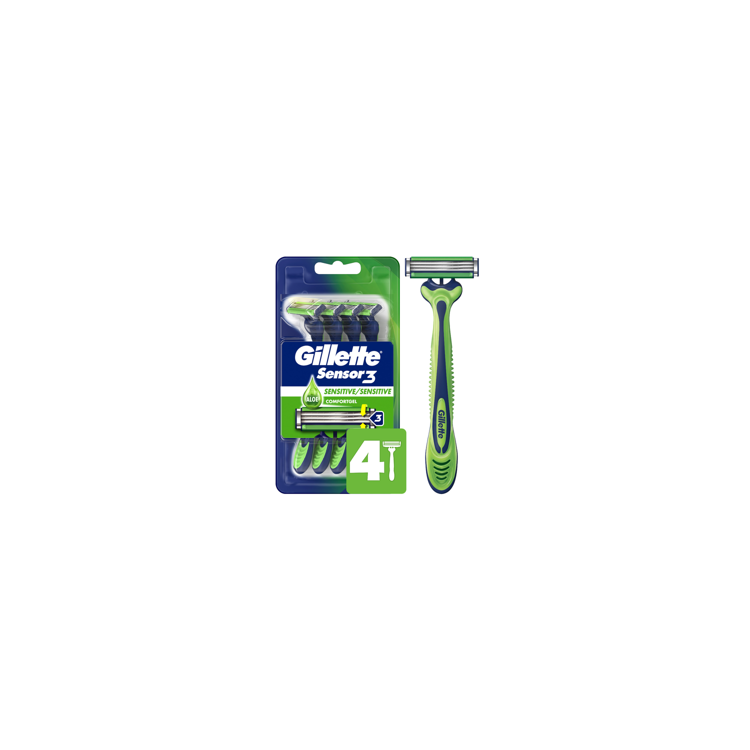 Gillette Sensor 3 Disposable Razors - 4 Count Image 1 of 2