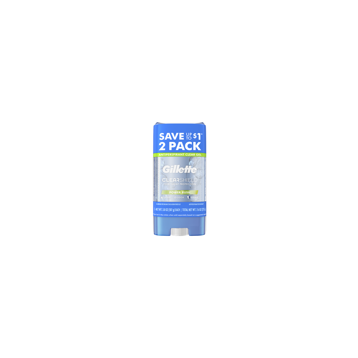 Gillette Antiperspirant And Deodorant For Men, Powder Rush, 2 Of - 7.6 Ounce Image 1 of 2