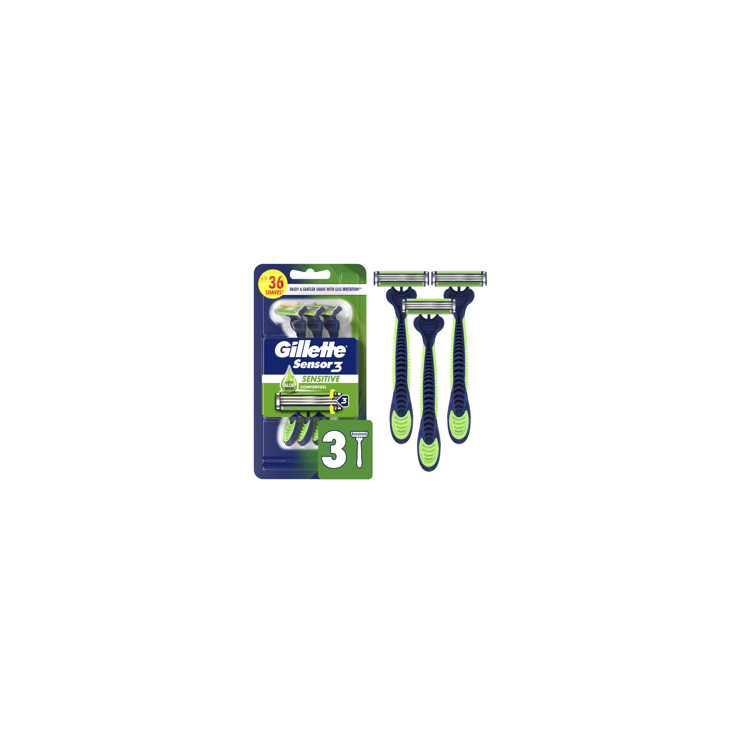 Gillette Sensor3 Sensitive Men's Disposable Razor - 3 Count Image 1 of 2