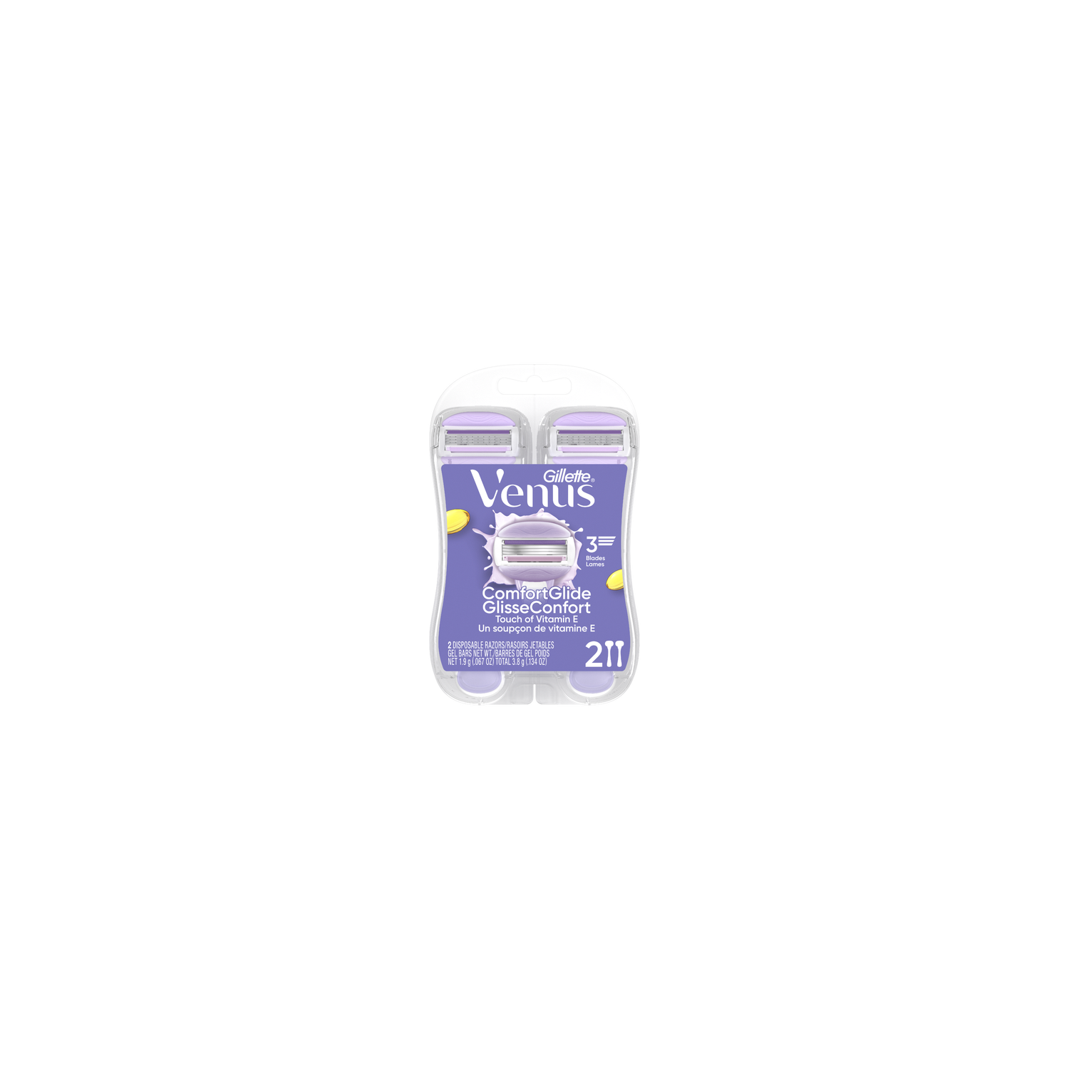 Venus Gillette Comfortglide Touch Of Vitamin E, 3 Blades - 2 count Image 1 of 2