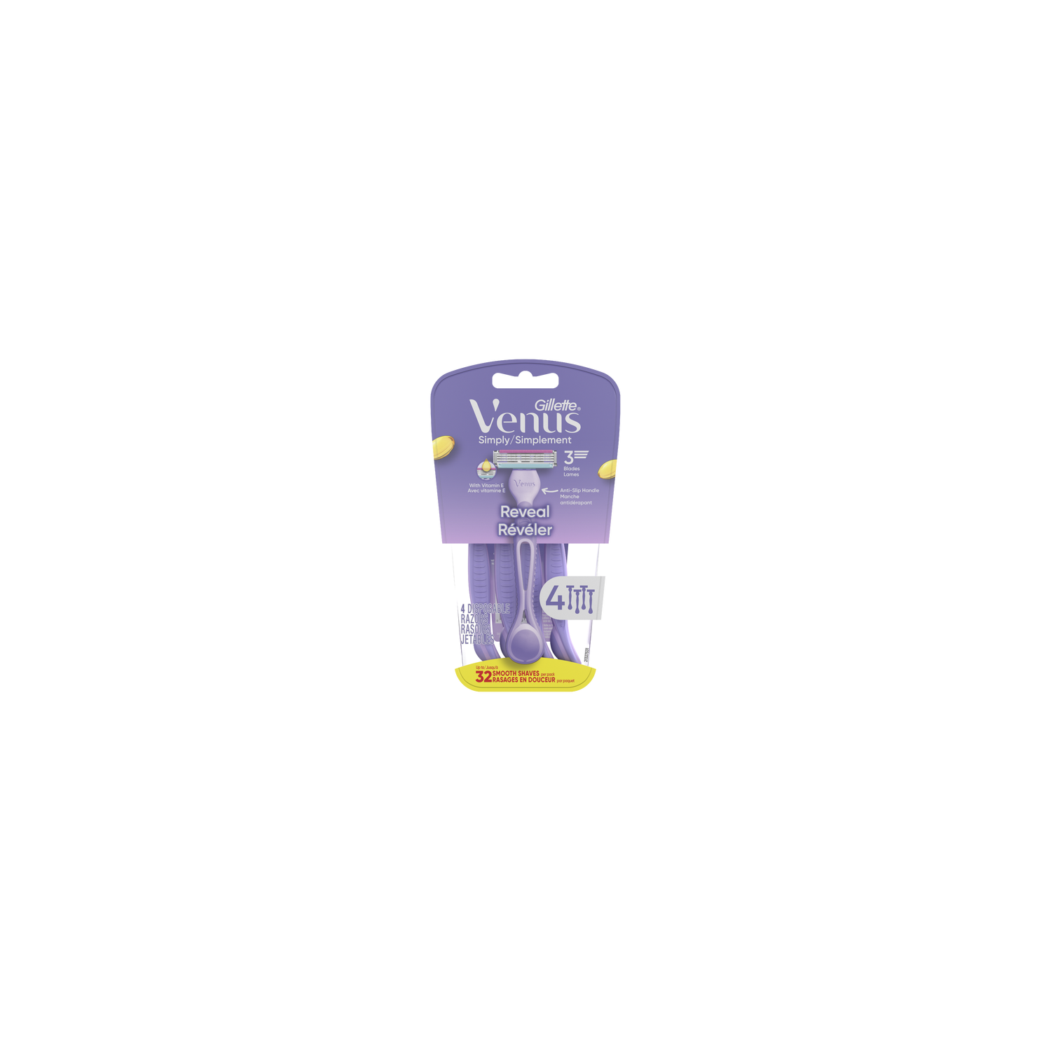 Venus Simply 3 Reveal Disposable Razors - 4 count Image 1 of 2