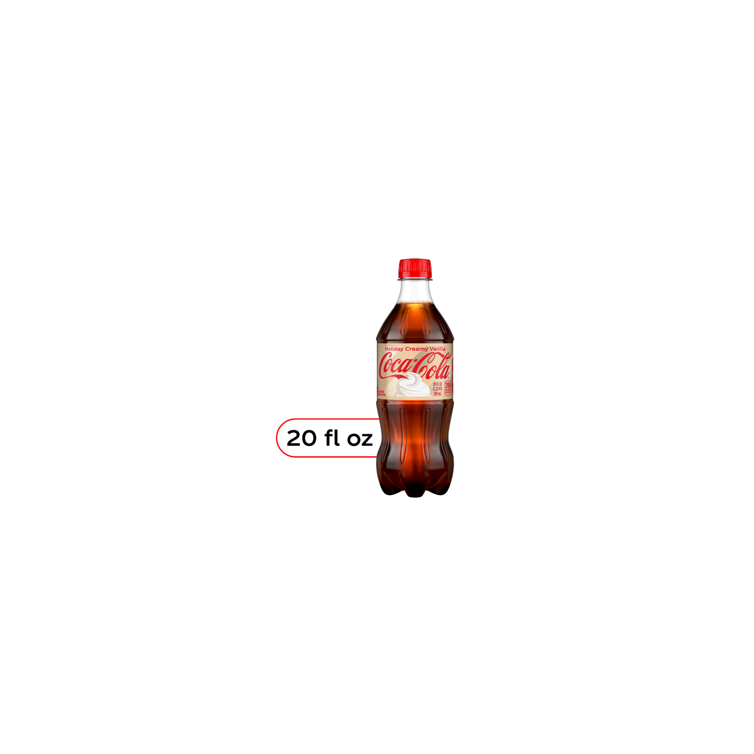 Coca-Cola Holiday Creamy Vanilla Soda Bottle - 20 Fluid Ounce Image 1 of 4