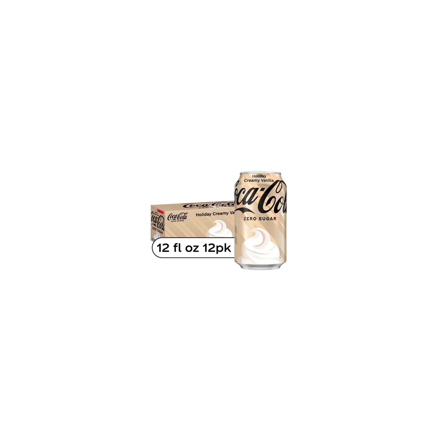 Coca-Cola Zero Sugar Holiday Creamy Vanilla Soda Cans - 12 Fluid Ounce Image 1 of 4