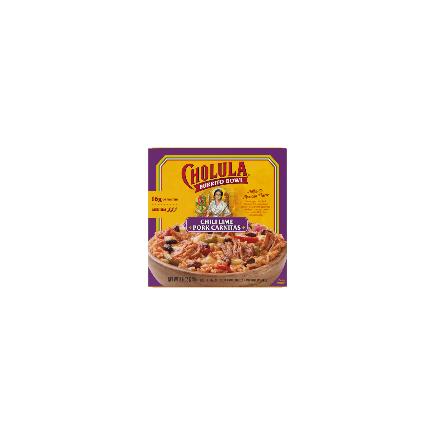 Cholula Chili Lime Carnitas Frozen Burrito Bowl - 0.53 Pound Image 1 of 2