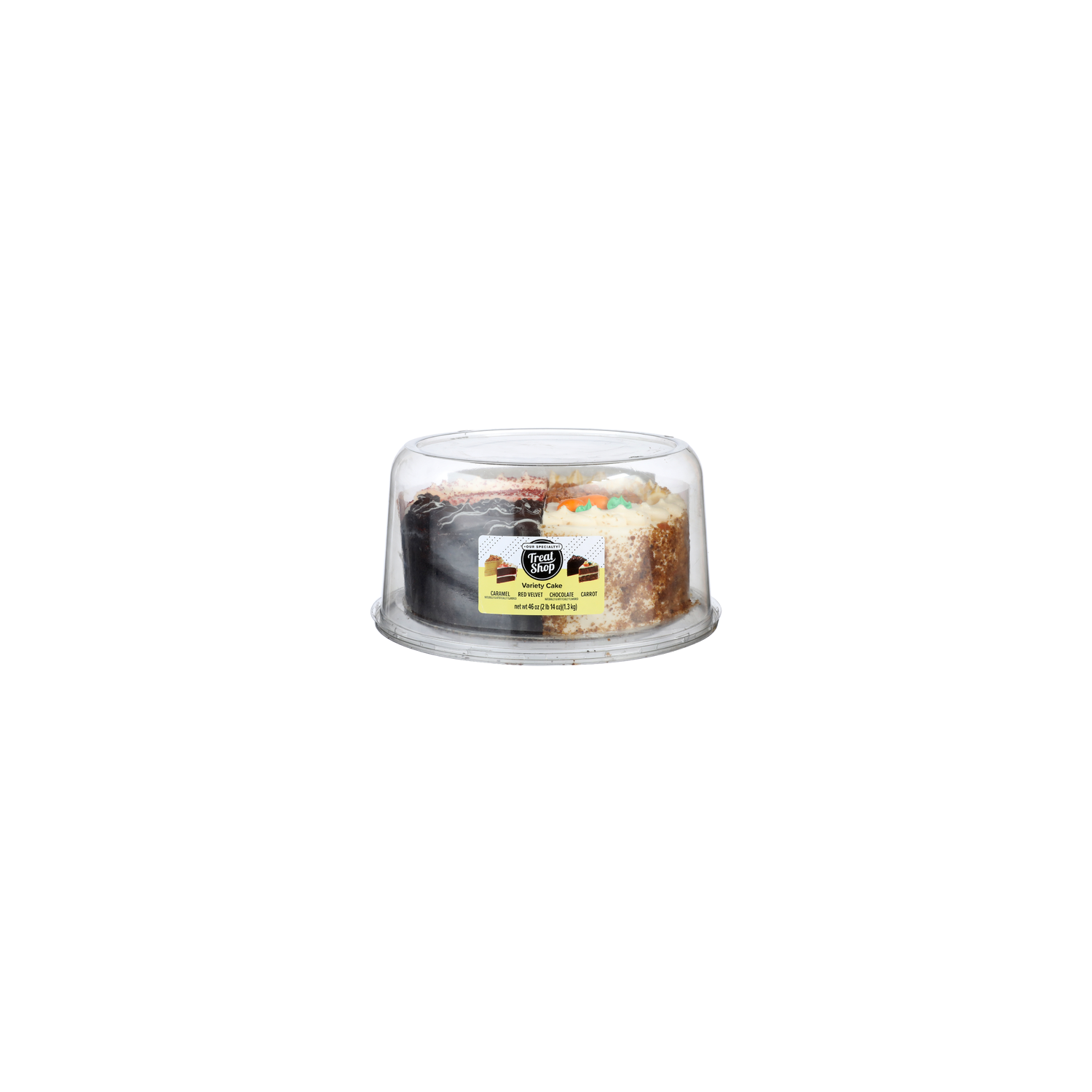 Our Specialty Treat Shop Caramel Red Velvet Chocolate Carrot Variety Cake - 46 Ounce Image 1 of 4