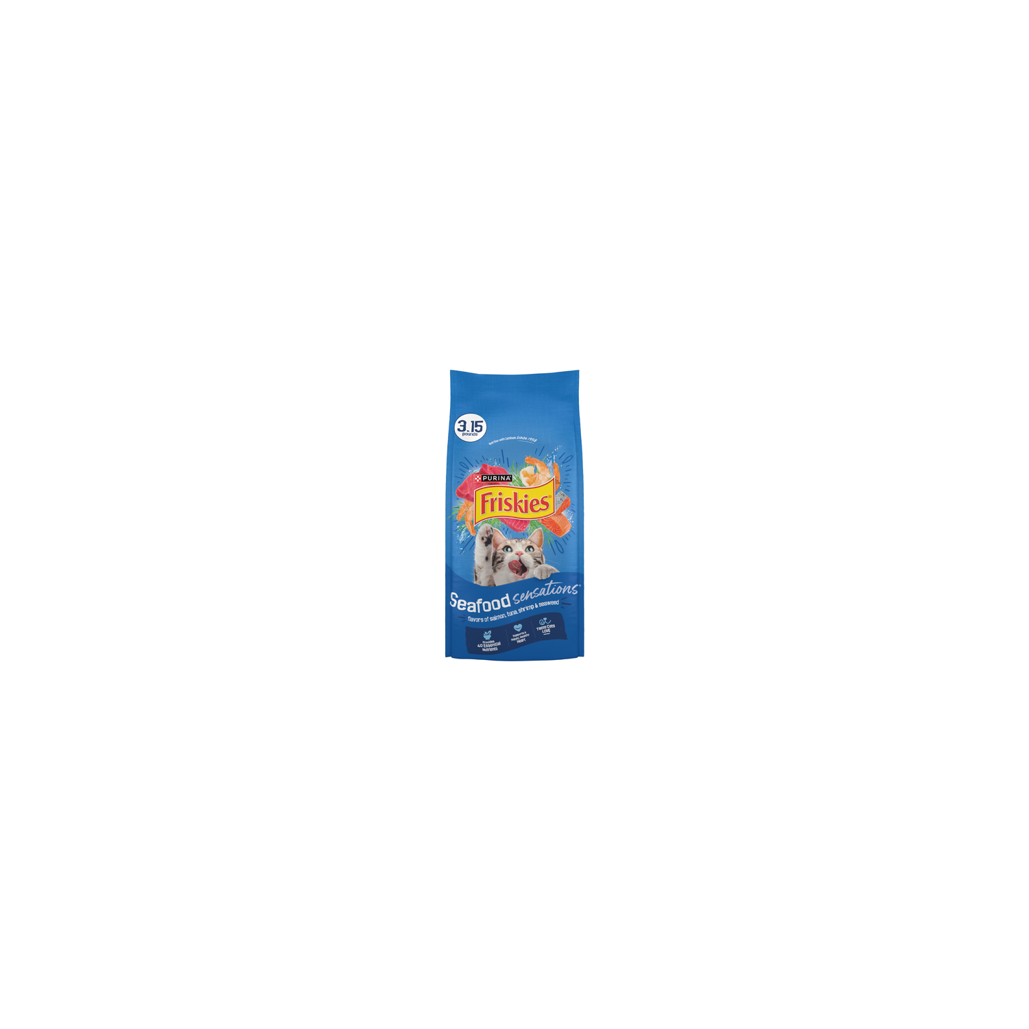 Purina Friskies Dry Cat Food Seafood Sensations With Salmon, Tuna, And Shrimp Flavors - 3.15 Pound Image 1 of 4