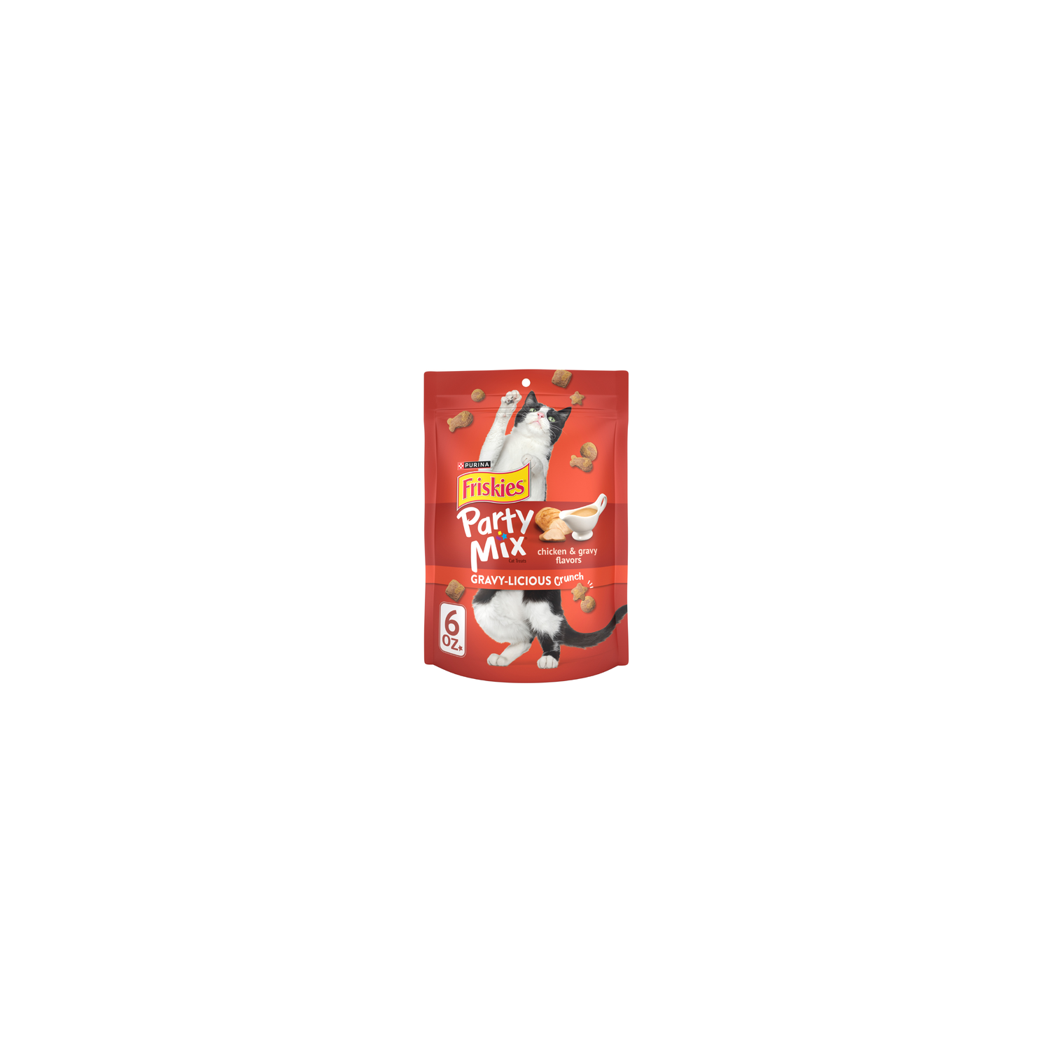 Purina Friskies Cat Treats, Party Mix Gravy-Licious Crunch Chicken And Gravy Flavors - 6 Ounce Image 1 of 4