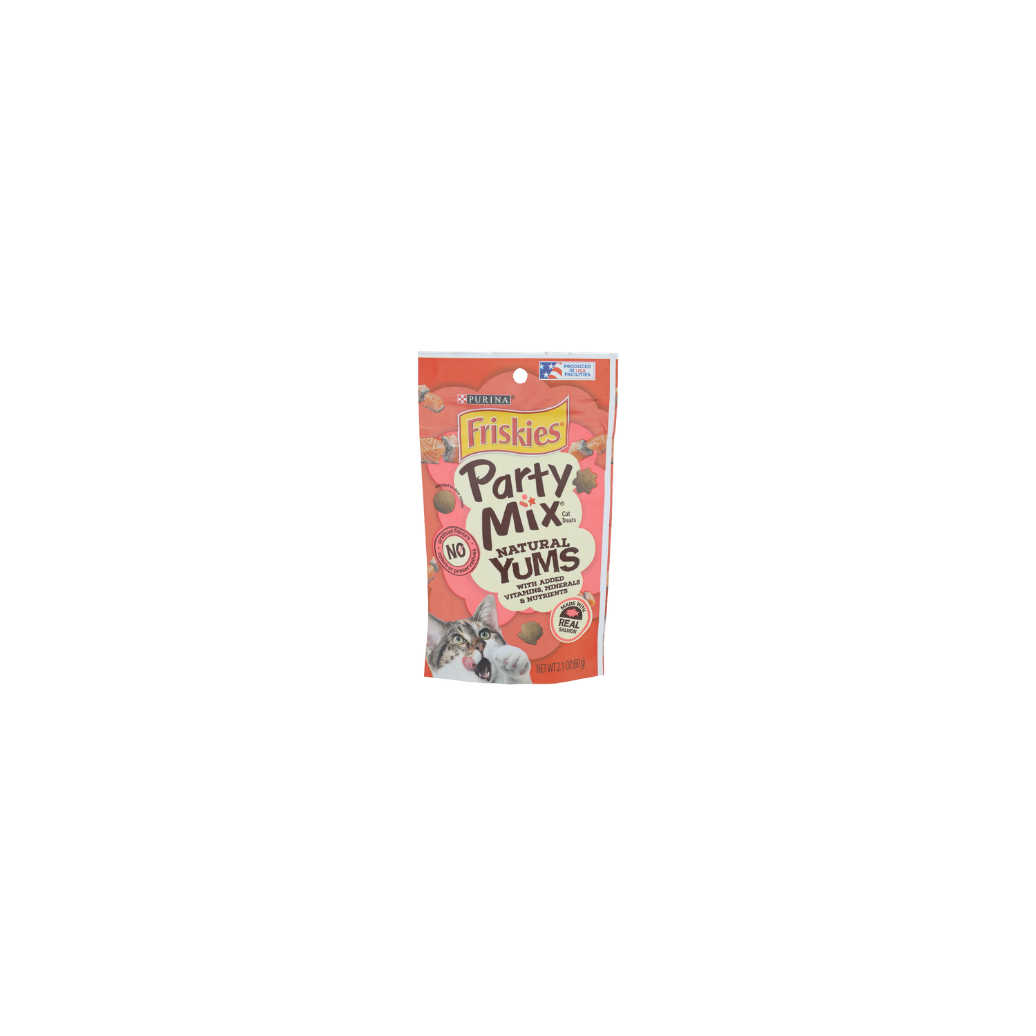 Purina Friskies Salmon With Added Vitamins, Minerals & Nutrients Party Mix Cat Treats - 2.1 Ounce Image 1 of 3