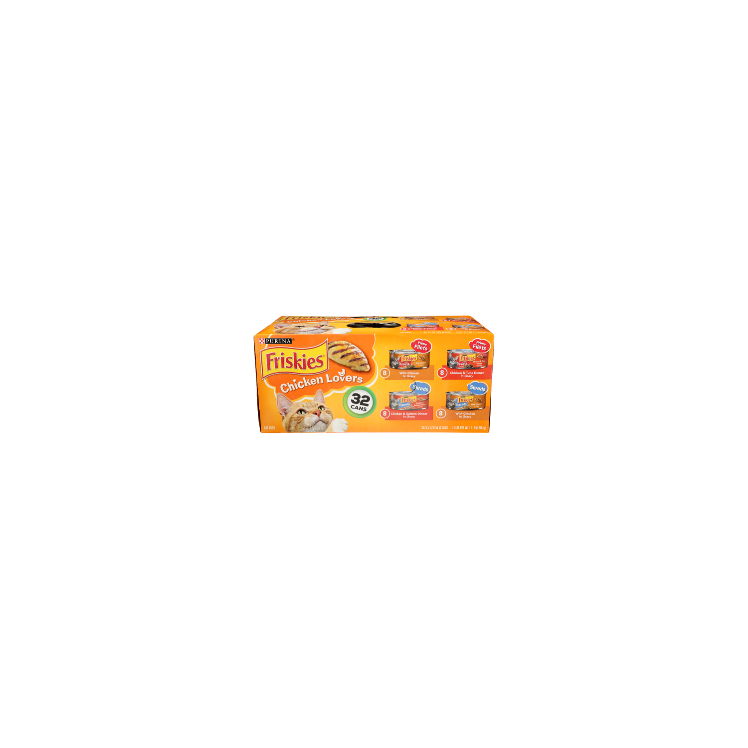 Purina Friskies Prime Filets With Chicken In Gravy Chicken & Tuna Dinner Shreds Chicken & Salmon Lovers Cat Food - 5.5 Ounce - 32 Count Image 1 of 2