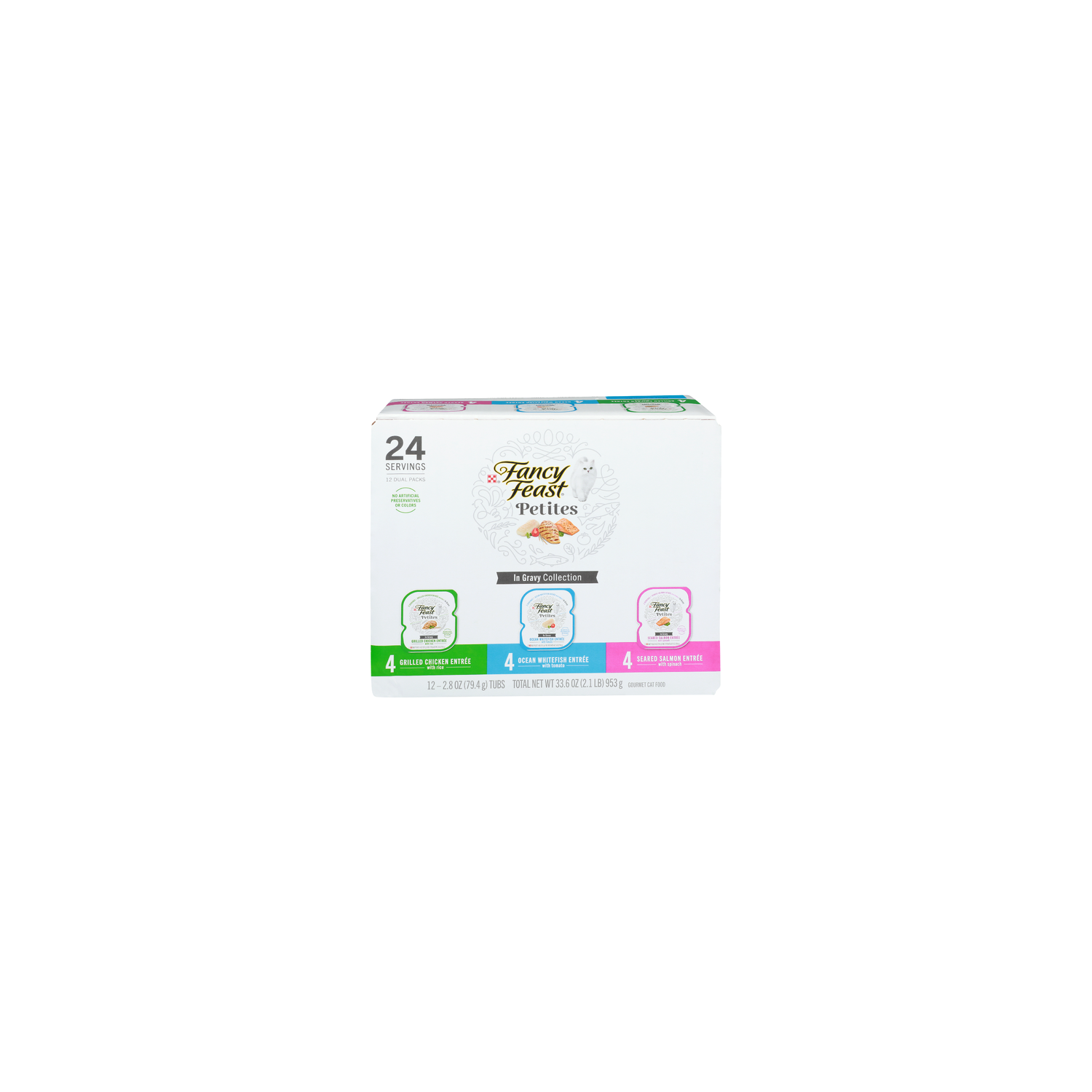 Fancy Feast Grilled Chicken Entree With Rice Ocean Whitefish Tomato Seared Salmon Spinach In Gracy Collection Petites Gourmet Cat Food - 2.8 Ounce - 12 Count Image 1 of 2