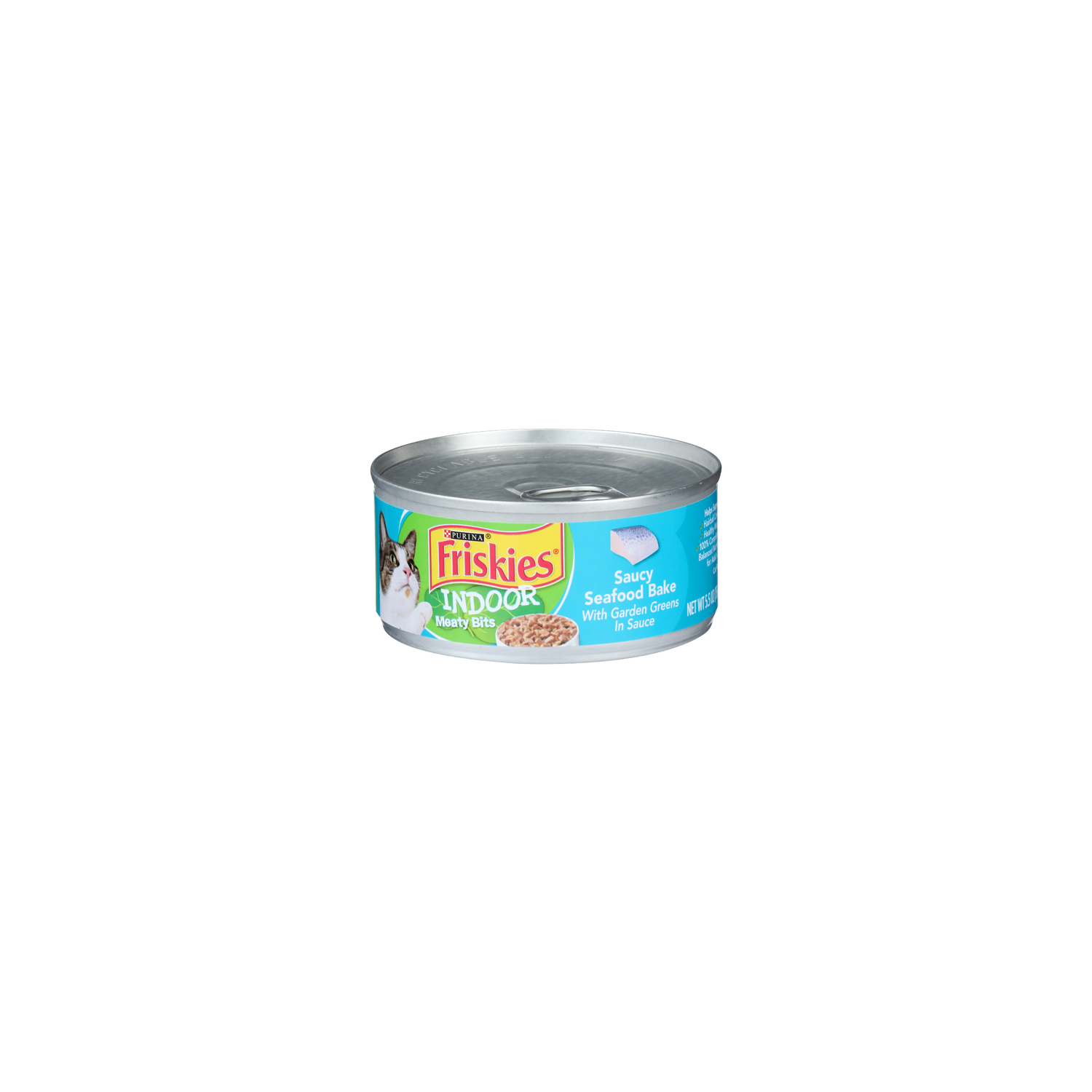 Purina Friskies Saucy Seafood Bake With Garden Greens In Sauce Indoor Meaty Bits - 5.5 Ounce Image 1 of 4