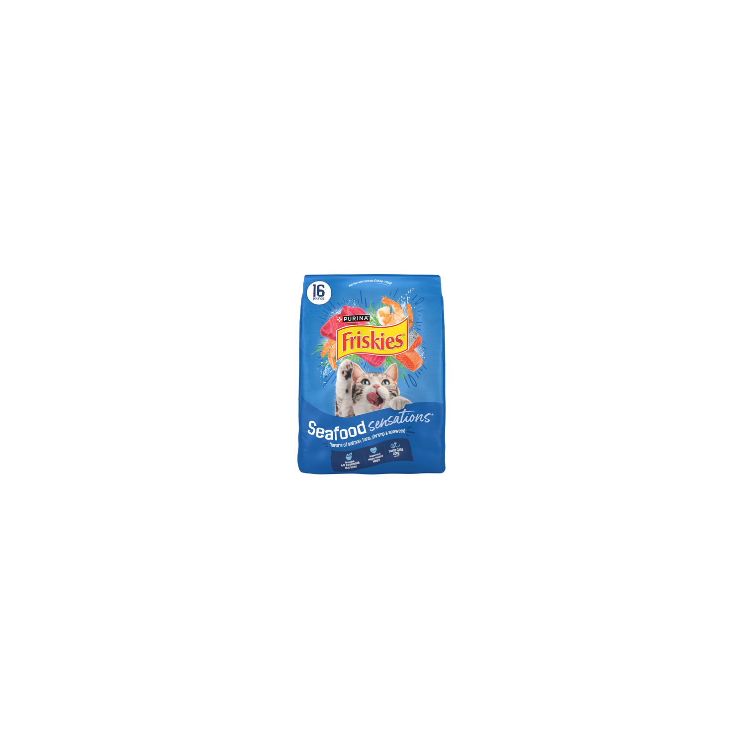 Purina Friskies Dry Cat Food Seafood Sensations With Salmon, Tuna, And Shrimp Flavors - 16 Pound Image 1 of 4
