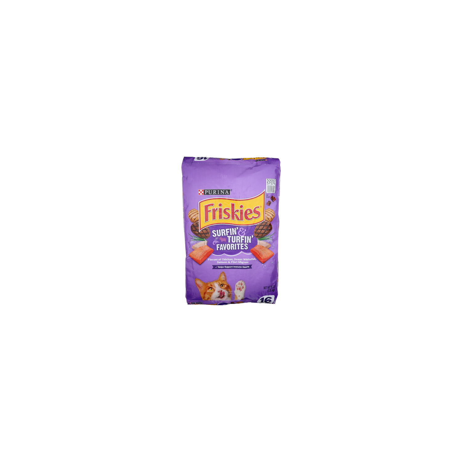 Purina Friskies Flavors Of Chicken, Ocean Whitefish, Salmon & Filet Mignon Surfin' & Turfin' Favorites Cat Food - 16 Pound Image 1 of 4