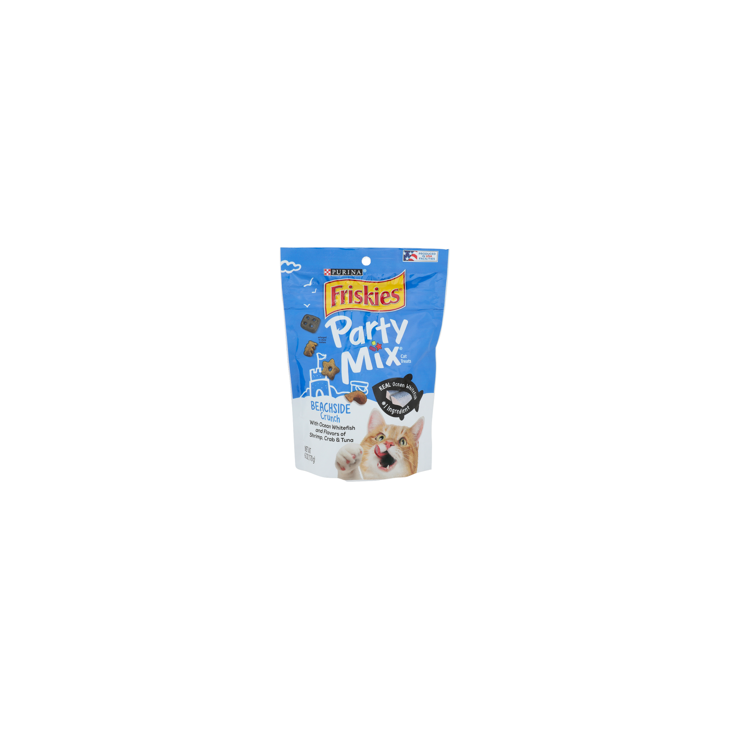 Purina Friskies Beachside Crunch With Ocean Whitefish And Flavors Of Shrimp, Crab & Tuna Party Mix Cat Treats - 6 Ounce Image 1 of 4