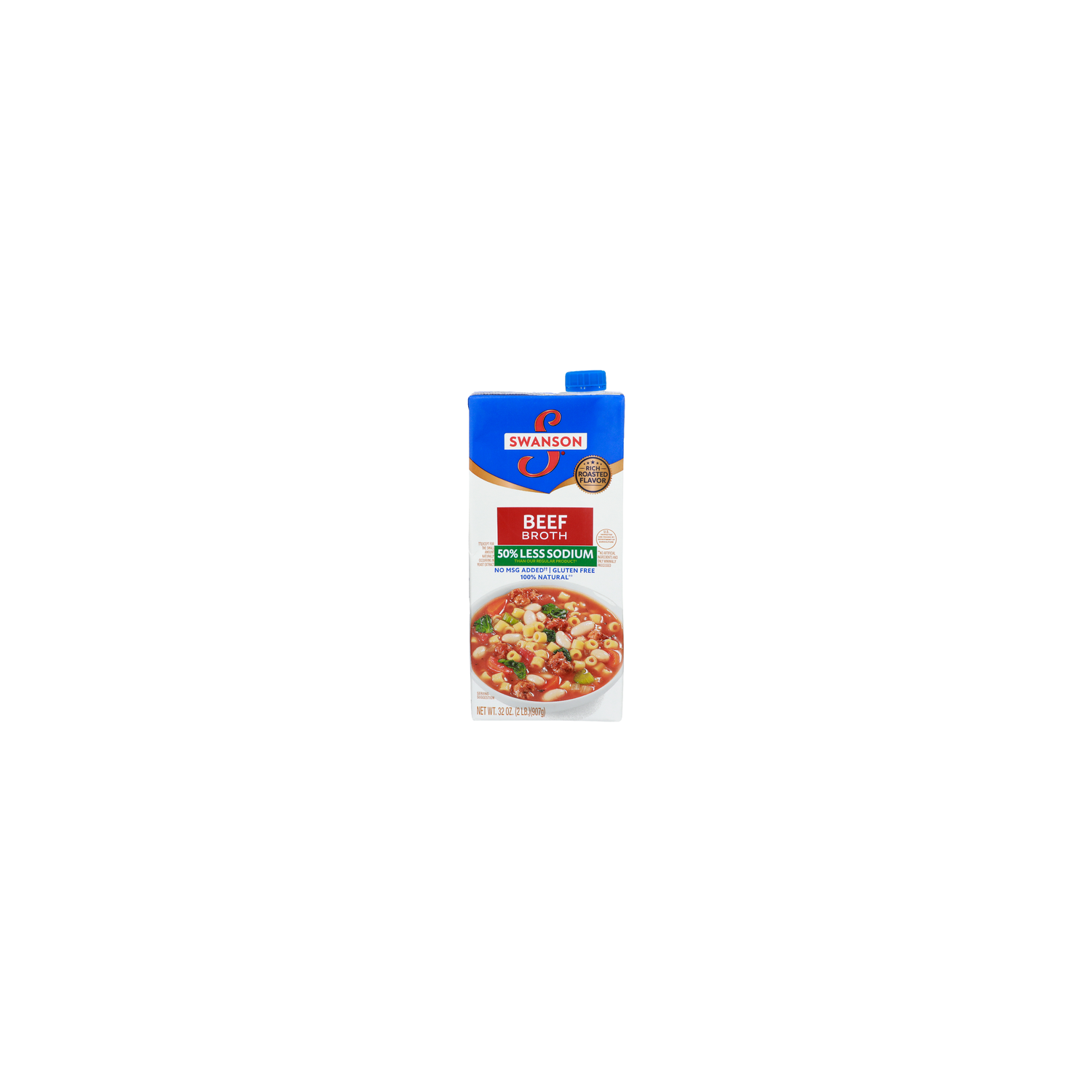 Swanson Rich Roasted Flavor 50% Less Sodium Beef Broth - 32 Ounce Image 1 of 4