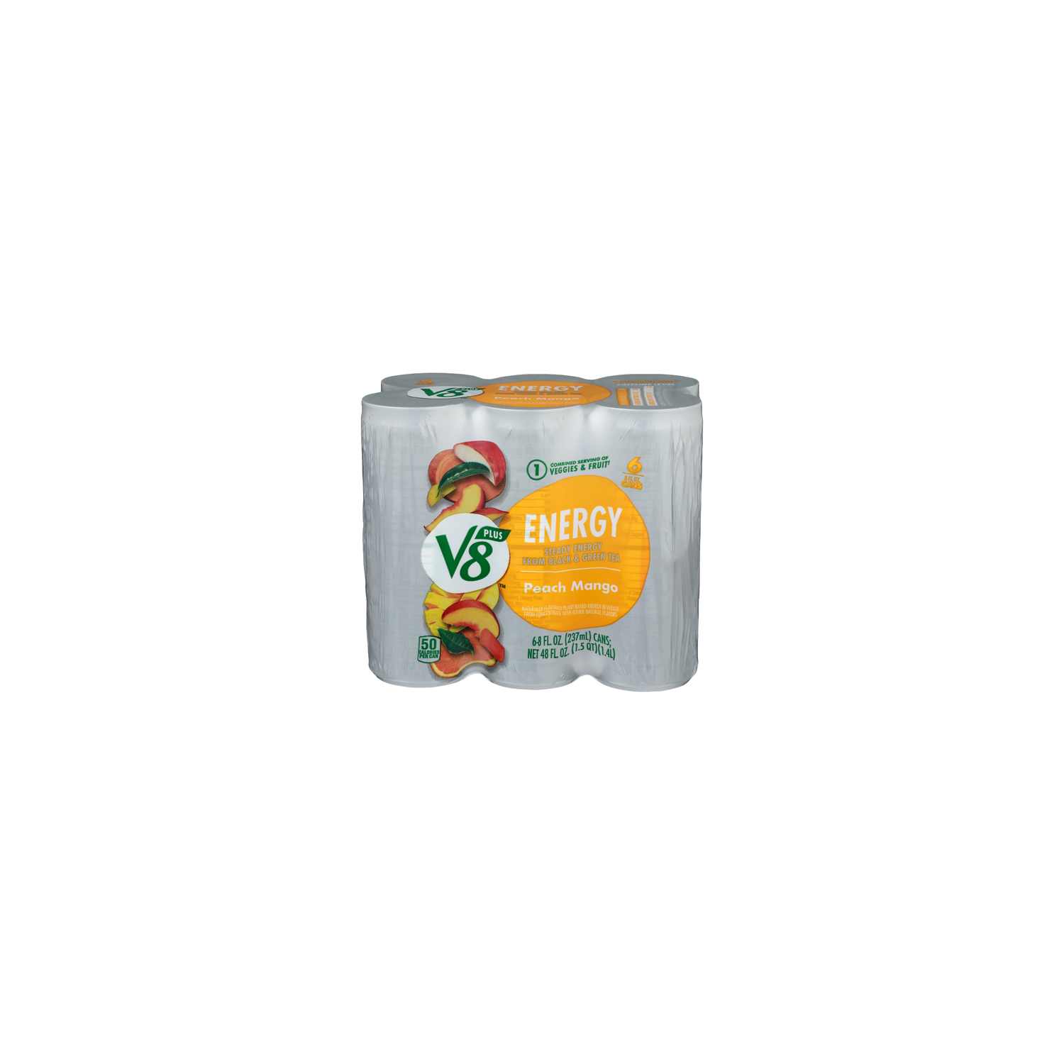 V8 Plus Peach Mango Energy Steady From Black & Green Tea - 8 Fluid Ounce - 6 Count Image 1 of 4