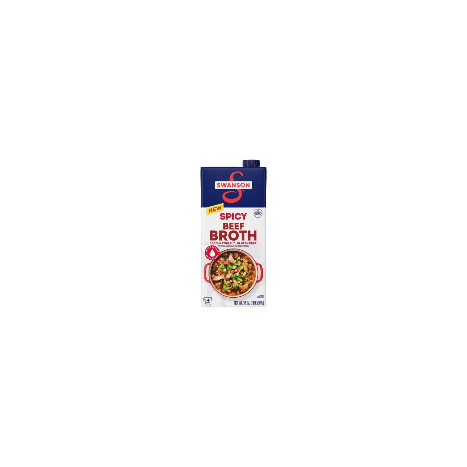 Swanson 100% Natural Spicy Beef Broth, Carton - 32 Ounce Image 1 of 2