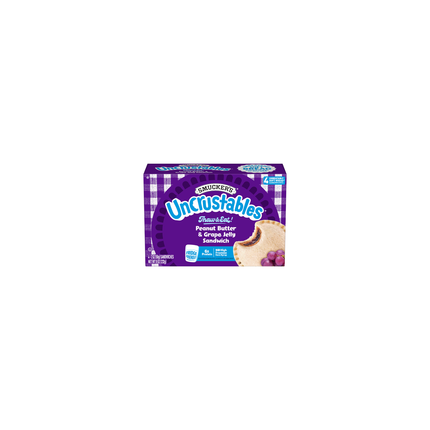 Smucker's Uncrustables Peanut Butter & Grape Jelly Sandwich - 2 Ounce - 4 Count Image 1 of 4