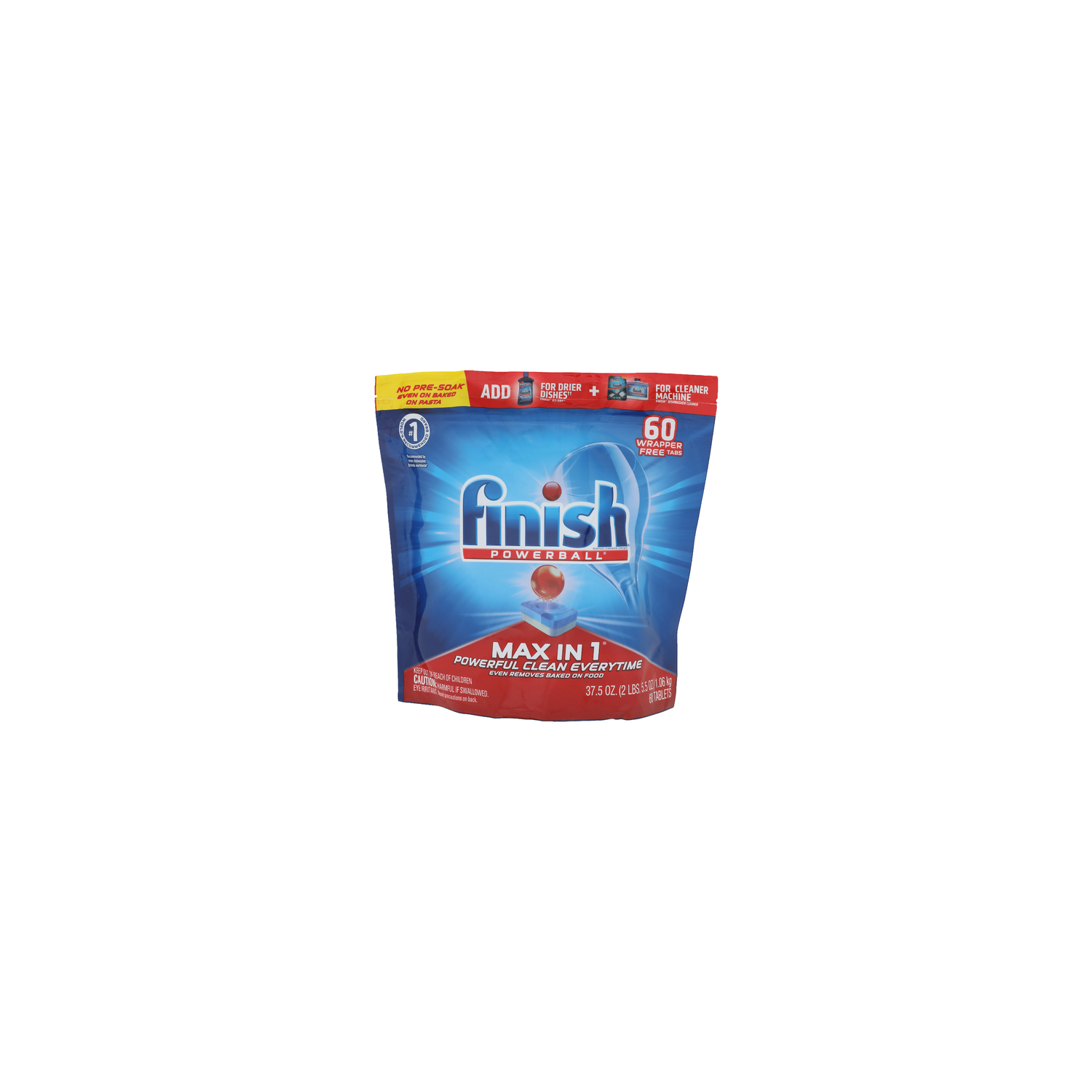Finish Powerball Max In 1 Powerball Automatic Dishwasher Detergent - 0.625 Ounce - 60 Count Image 1 of 3