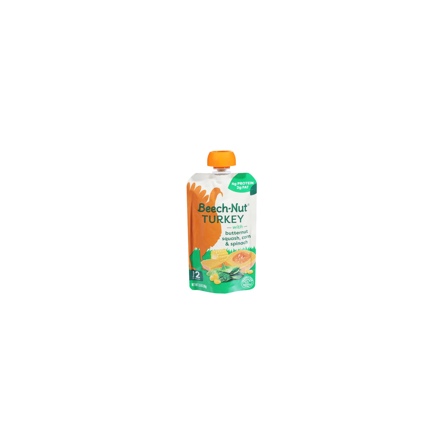 Beech-Nut Turkey Stage 2 Baby Food, Butternut Squash Corn & Spinach, Puree Meat Food Pouch, Pouch - 3.5 Ounce