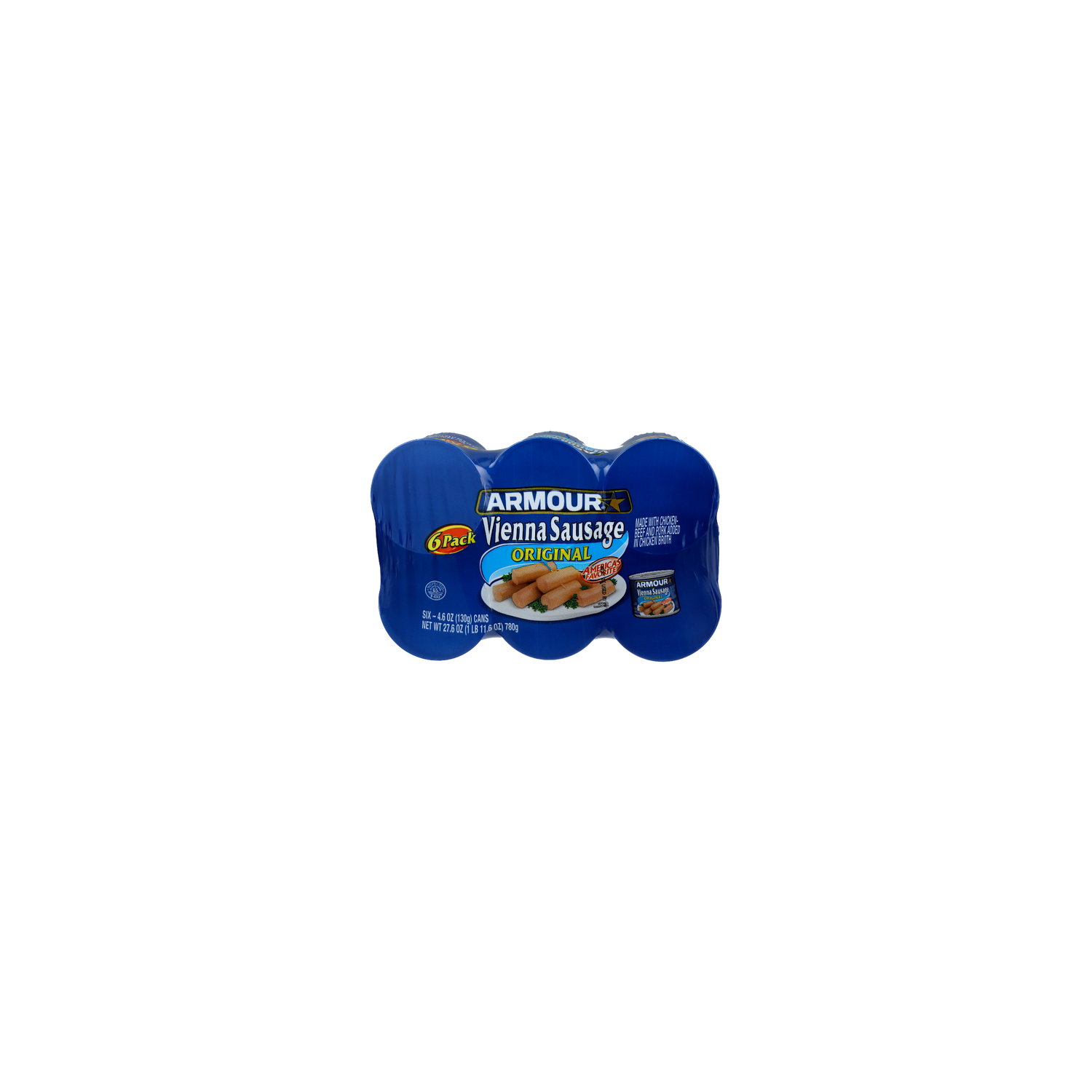 Armour Made With Chicken-Beef And Pork Added In Chicken Broth Original Vienna Sausage - 4.6 Ounce - 6 Count Image 1 of 3
