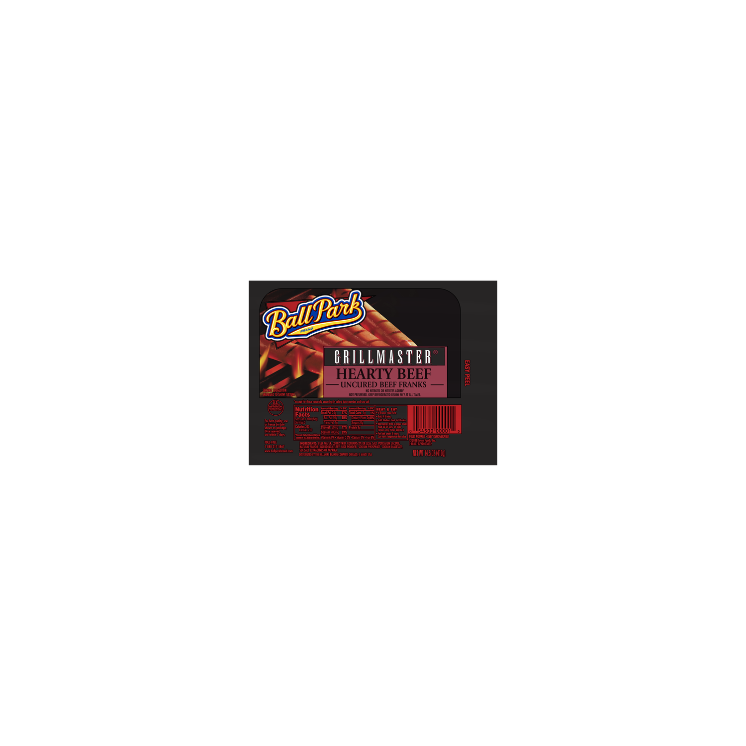Ball Park Bun Length Hot Dogs, Grillmaster Hearty Uncured Beef - 14.5 Ounce