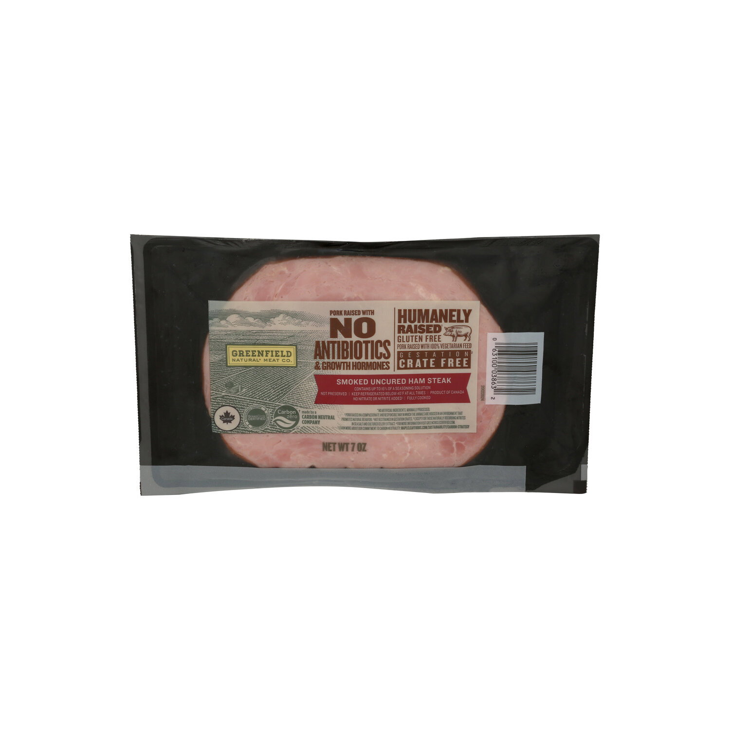 Greenfield Natural Meat CO. Smoked Uncured Ham Steak - 7 Ounce Image 1 of 4